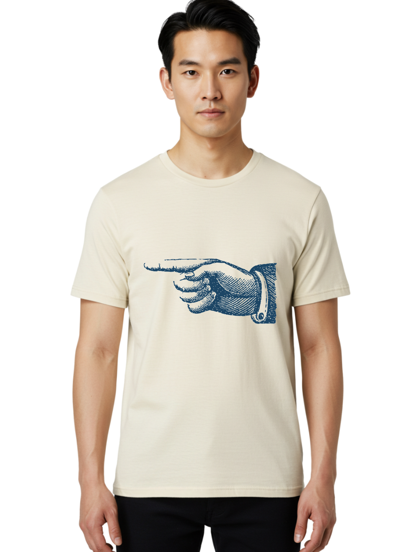 Pointing Finger 2 Men'S Graphic Tee, 100% Cotton, Comfortable Casual Summer Wear, Machine Washable, Hand Pointing, Index Finger Extended, Vintage Illustration, Pointing Gesture, Illustration Art, Classic Design, Direction Indicator, Aae585