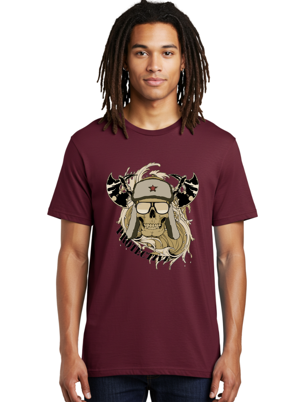 Proactive War Skull Men'S Graphic Tee, 100% Cotton, Comfortable Casual Summer Wear, Machine Washable, Skull Wearing Sunglasses, Futuristic Illustration, Fantasy Art, Edgy Design, Skull Art, Grunge Style, Punk Rock Aesthetic, Rebellious Vibe Aae588