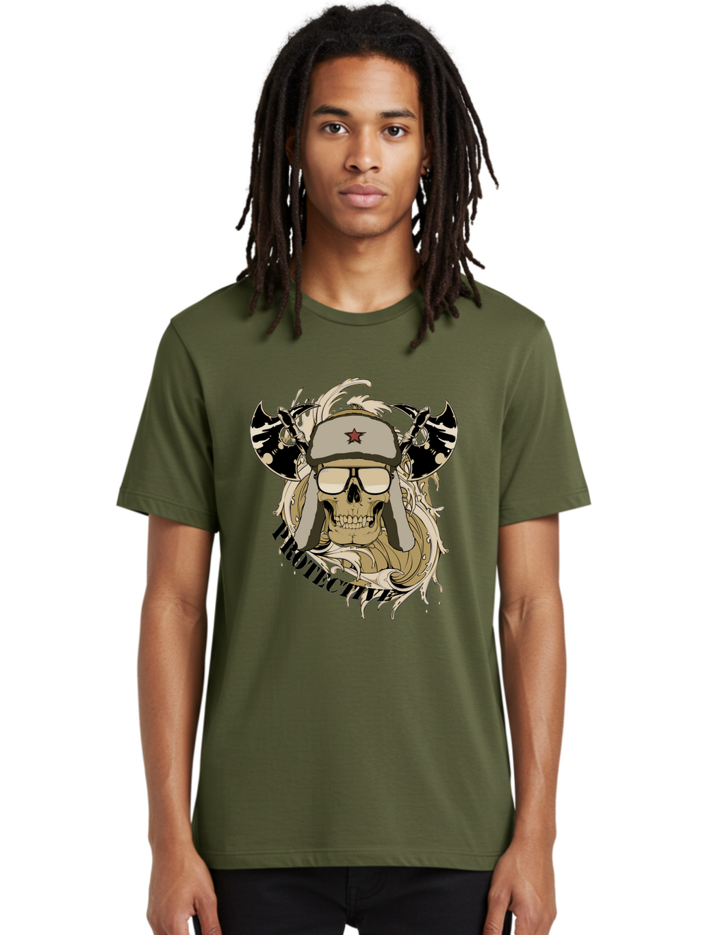Proactive War Skull Men'S Graphic Tee, 100% Cotton, Comfortable Casual Summer Wear, Machine Washable, Skull Wearing Sunglasses, Futuristic Illustration, Fantasy Art, Edgy Design, Skull Art, Grunge Style, Punk Rock Aesthetic, Rebellious Vibe Aae588