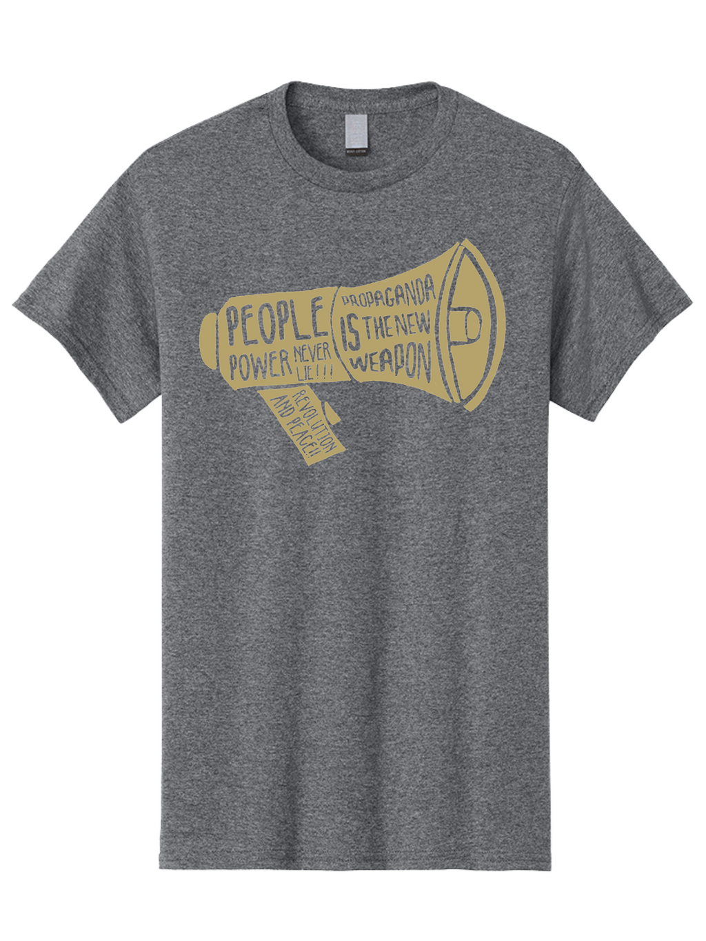 Propaganda Men'S Graphic Tee, 100% Cotton, Comfortable Casual Summer Wear, Machine Washable, Megaphone Illustration, Protest And Activism, People Power, Propaganda, Manipulation, Social Commentary, Bold Typography, Protest Signs, Aae589