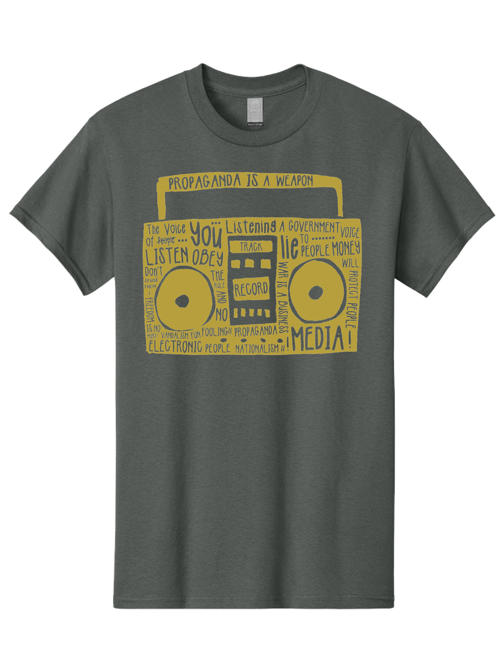 Propaganda Media Men'S Graphic Tee, 100% Cotton, Comfortable Casual Summer Wear, Machine Washable, Propaganda Is A Weapon, Government Controlled Media, Manipulation Through Media, Media Influence, Biased Information, Propaganda Machine, Aae590