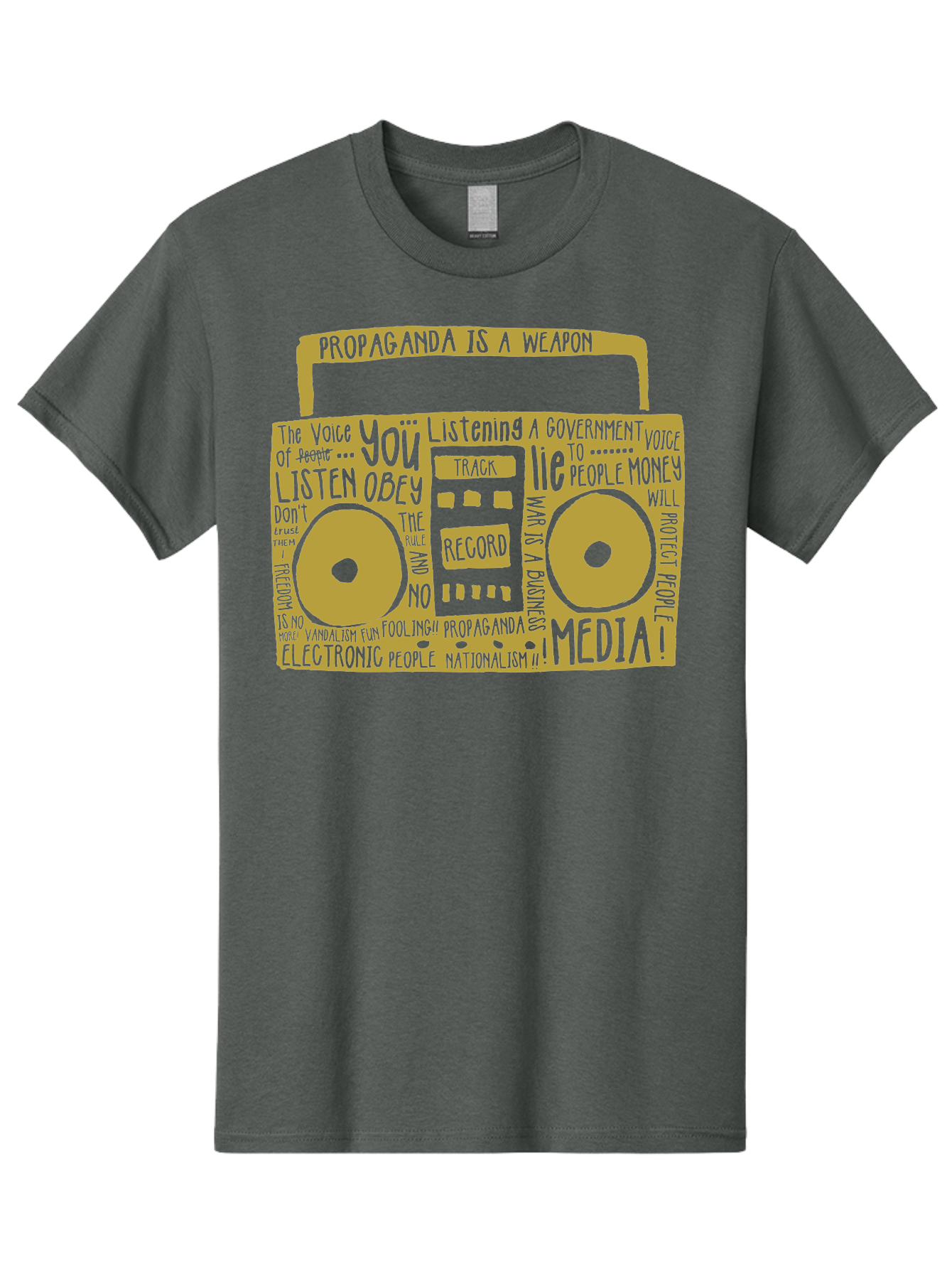 Propaganda Media Men'S Graphic Tee, 100% Cotton, Comfortable Casual Summer Wear, Machine Washable, Propaganda Is A Weapon, Government Controlled Media, Manipulation Through Media, Media Influence, Biased Information, Propaganda Machine, Aae590