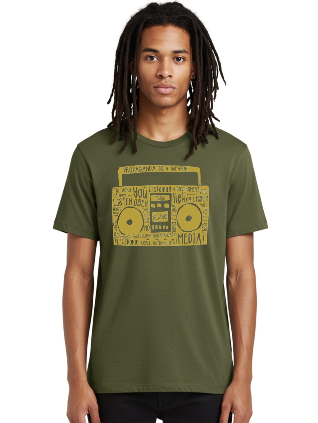 Propaganda Media Men'S Graphic Tee, 100% Cotton, Comfortable Casual Summer Wear, Machine Washable, Propaganda Is A Weapon, Government Controlled Media, Manipulation Through Media, Media Influence, Biased Information, Propaganda Machine, Aae590