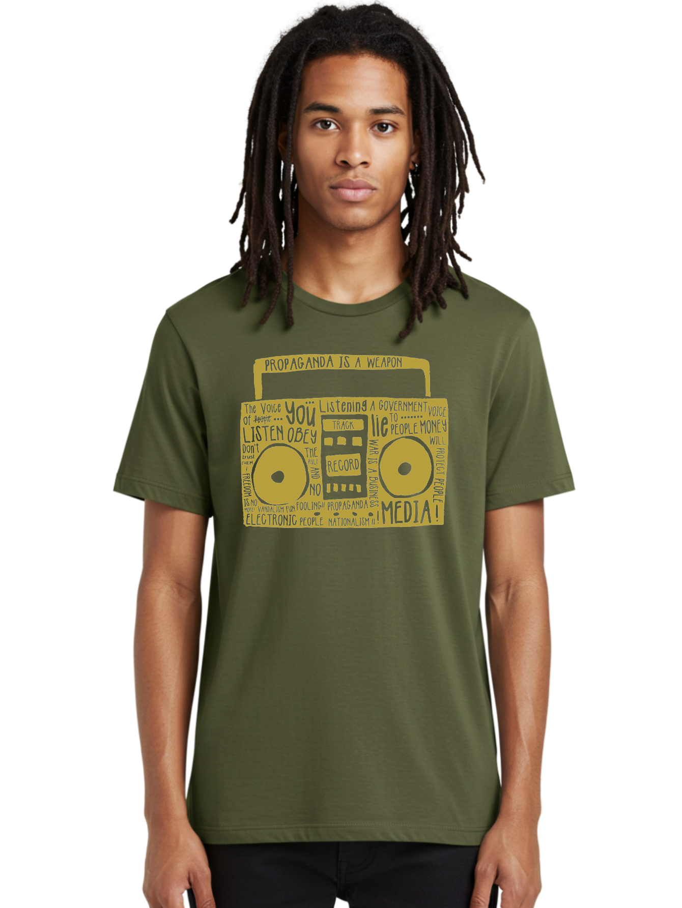 Propaganda Media Men'S Graphic Tee, 100% Cotton, Comfortable Casual Summer Wear, Machine Washable, Propaganda Is A Weapon, Government Controlled Media, Manipulation Through Media, Media Influence, Biased Information, Propaganda Machine, Aae590