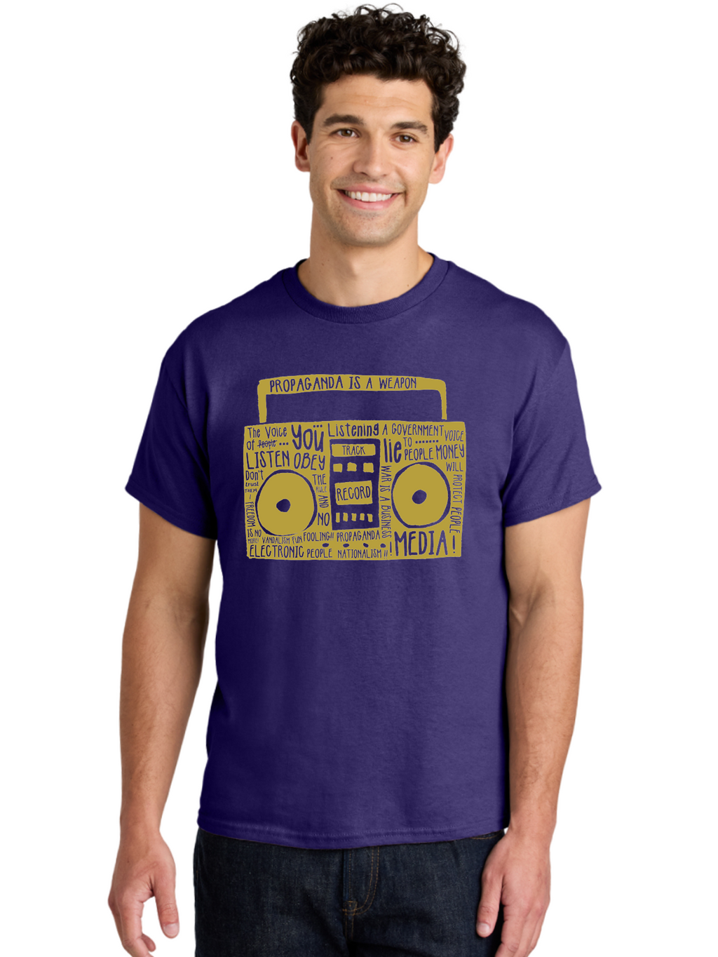 Propaganda Media Men'S Graphic Tee, 100% Cotton, Comfortable Casual Summer Wear, Machine Washable, Propaganda Is A Weapon, Government Controlled Media, Manipulation Through Media, Media Influence, Biased Information, Propaganda Machine, Aae590