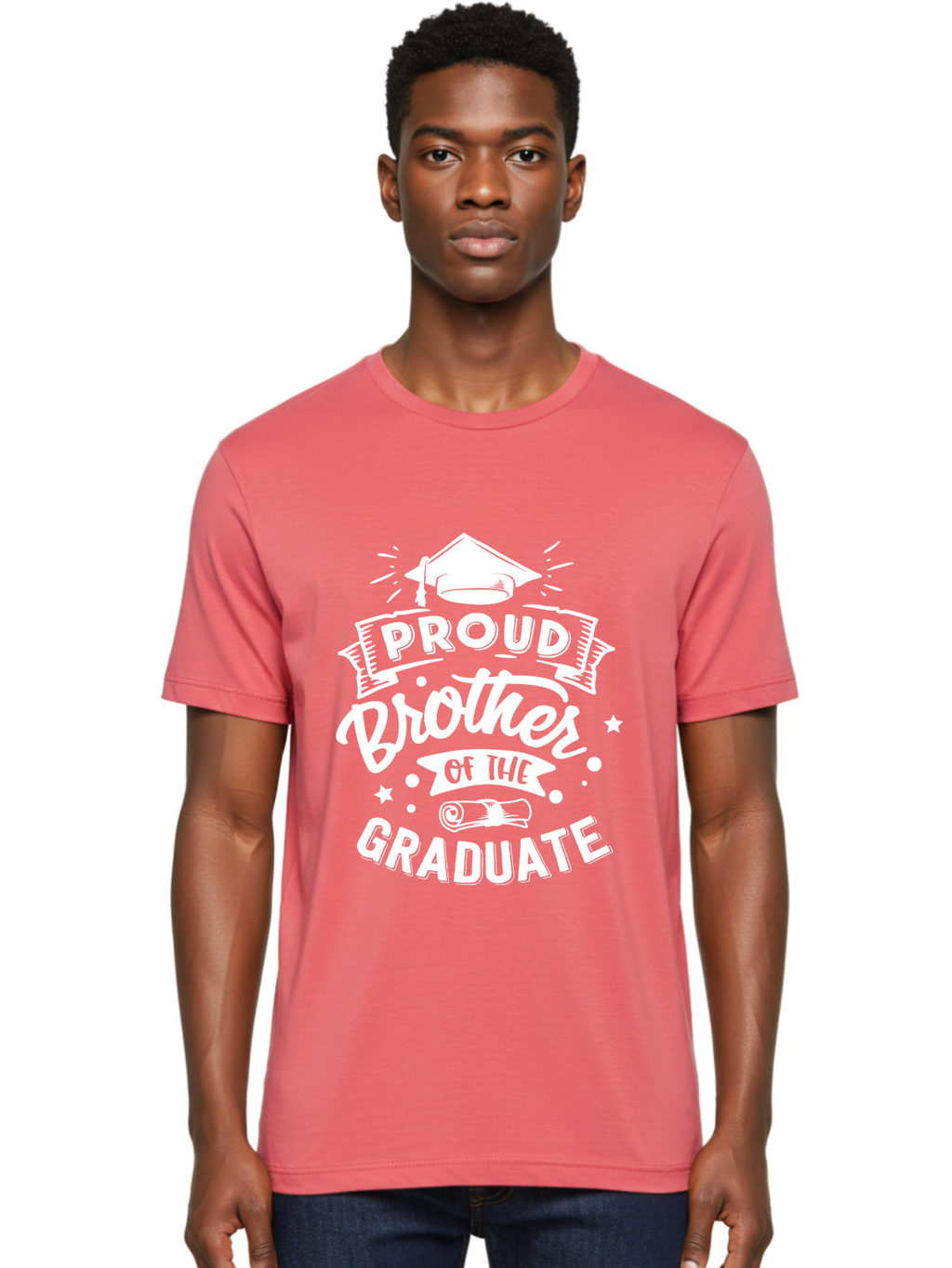 Proud Brother Of The Graduate - White Men'S Graphic Tee, 100% Cotton, Comfortable Casual Summer Wear, Machine Washable, Proud Brother, Graduate Design, Graduation Gift, Sibling Pride, Graduation Celebration, Family Achievement Aae591
