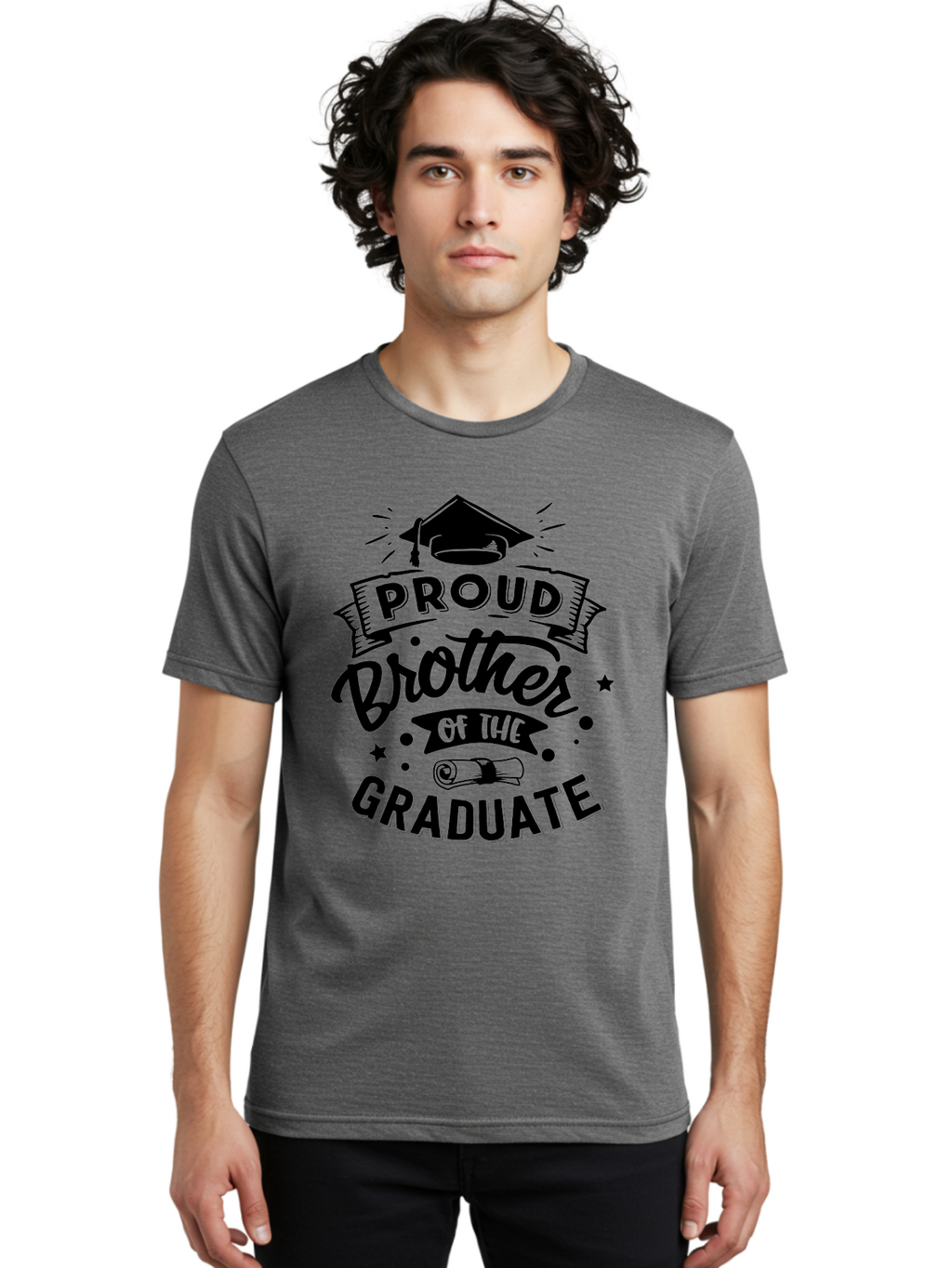 Proud Brother Of The Graduate Men'S Graphic Tee, 100% Cotton, Comfortable Casual Summer Wear, Machine Washable, Proud Brother, Graduate Design, Graduation Day, Proud Family, Sibling Love, Education Achievement, Graduate Sibling, Family Pride, Aae592