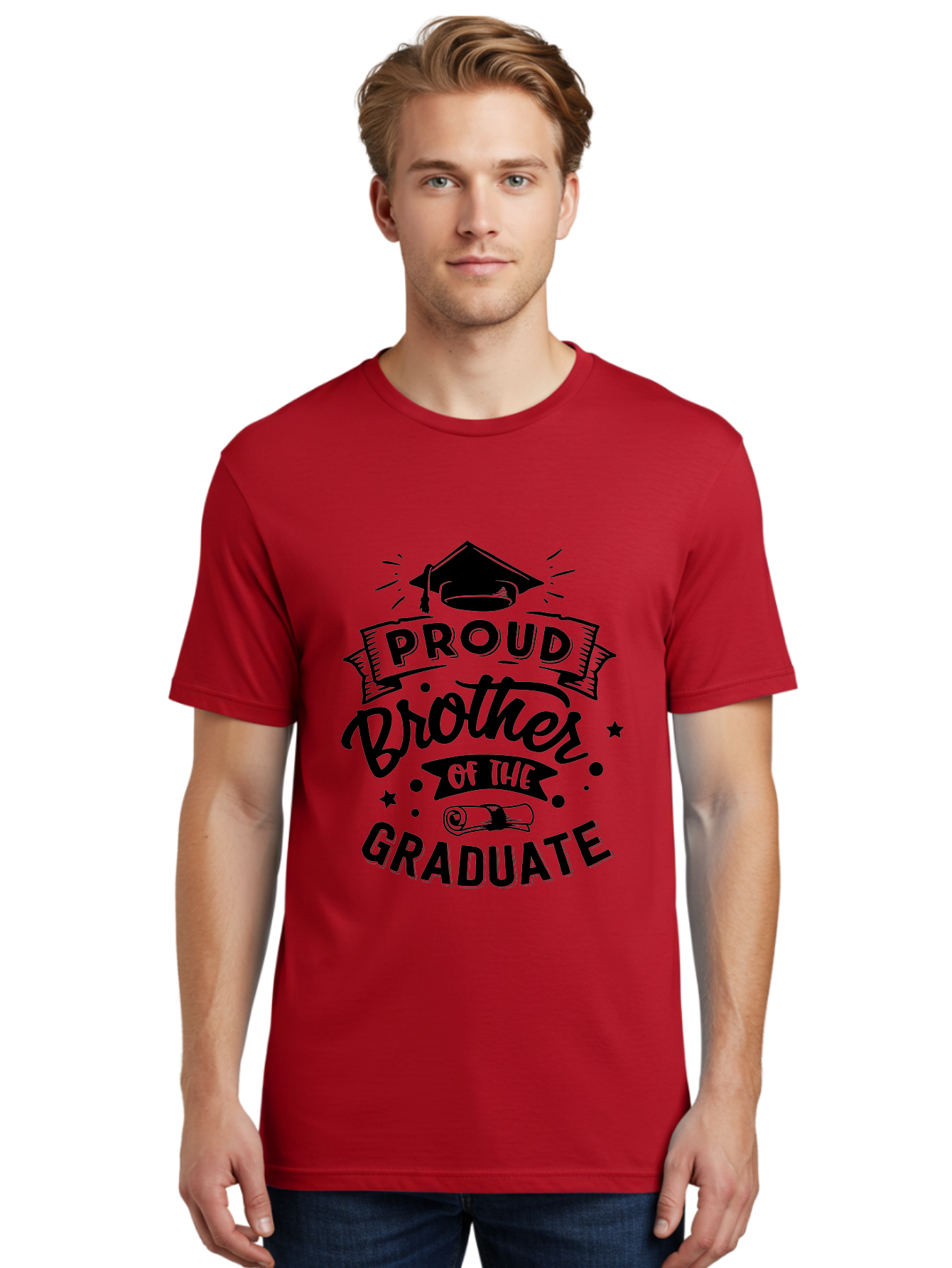 Proud Brother Of The Graduate Men'S Graphic Tee, 100% Cotton, Comfortable Casual Summer Wear, Machine Washable, Proud Brother, Graduate Design, Graduation Day, Proud Family, Sibling Love, Education Achievement, Graduate Sibling, Family Pride, Aae592