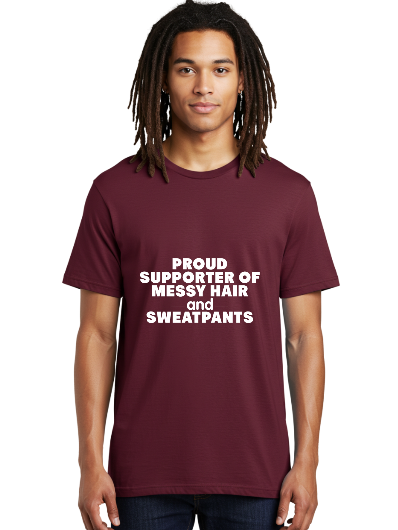Proud Suportter Of Messy Men'S Graphic Tee, 100% Cotton, Comfortable Casual Summer Wear, Machine Washable, Messy Hair, Sweatpants, Casual Style, Relaxed Fashion, Comfort Clothing, Laid-Back Lifestyle, Humorous Expression, Confidence, Aae593