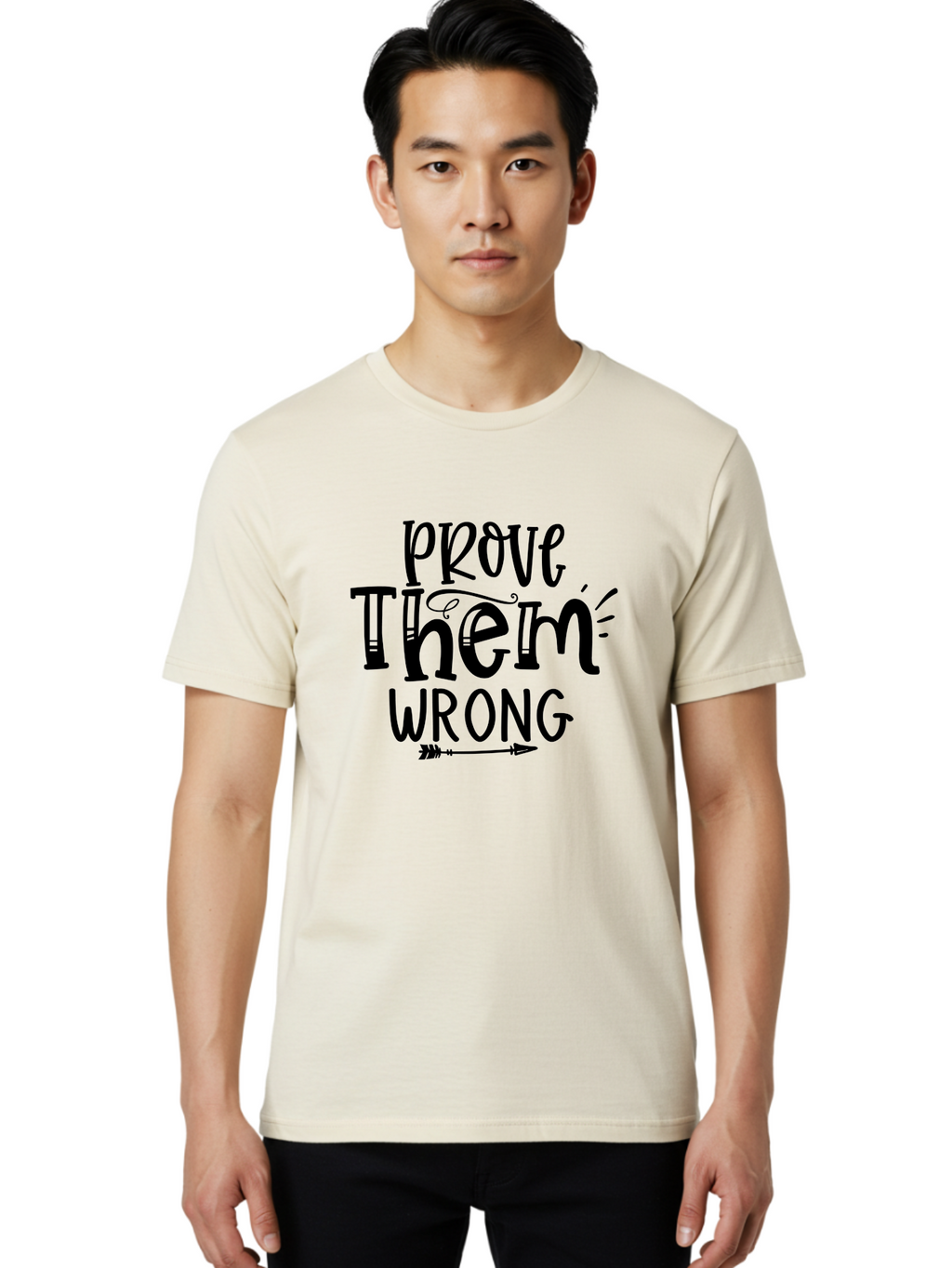 Prove Them Wrong Men'S Graphic Tee, 100% Cotton, Comfortable Casual Summer Wear, Machine Washable, Motivational Quote, Inspirational Phrase, Prove Them Wrong, Confidence Booster, Empowerment Message, Success Mindset, Determination, Aae594
