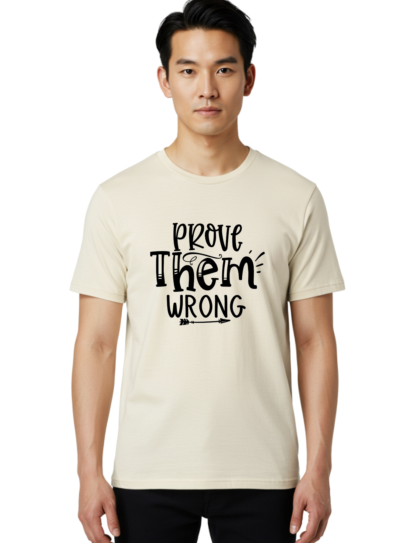 Prove Them Wrong Men'S Graphic Tee, 100% Cotton, Comfortable Casual Summer Wear, Machine Washable, Motivational Quote, Inspirational Phrase, Prove Them Wrong, Confidence Booster, Empowerment Message, Success Mindset, Determination, Aae594
