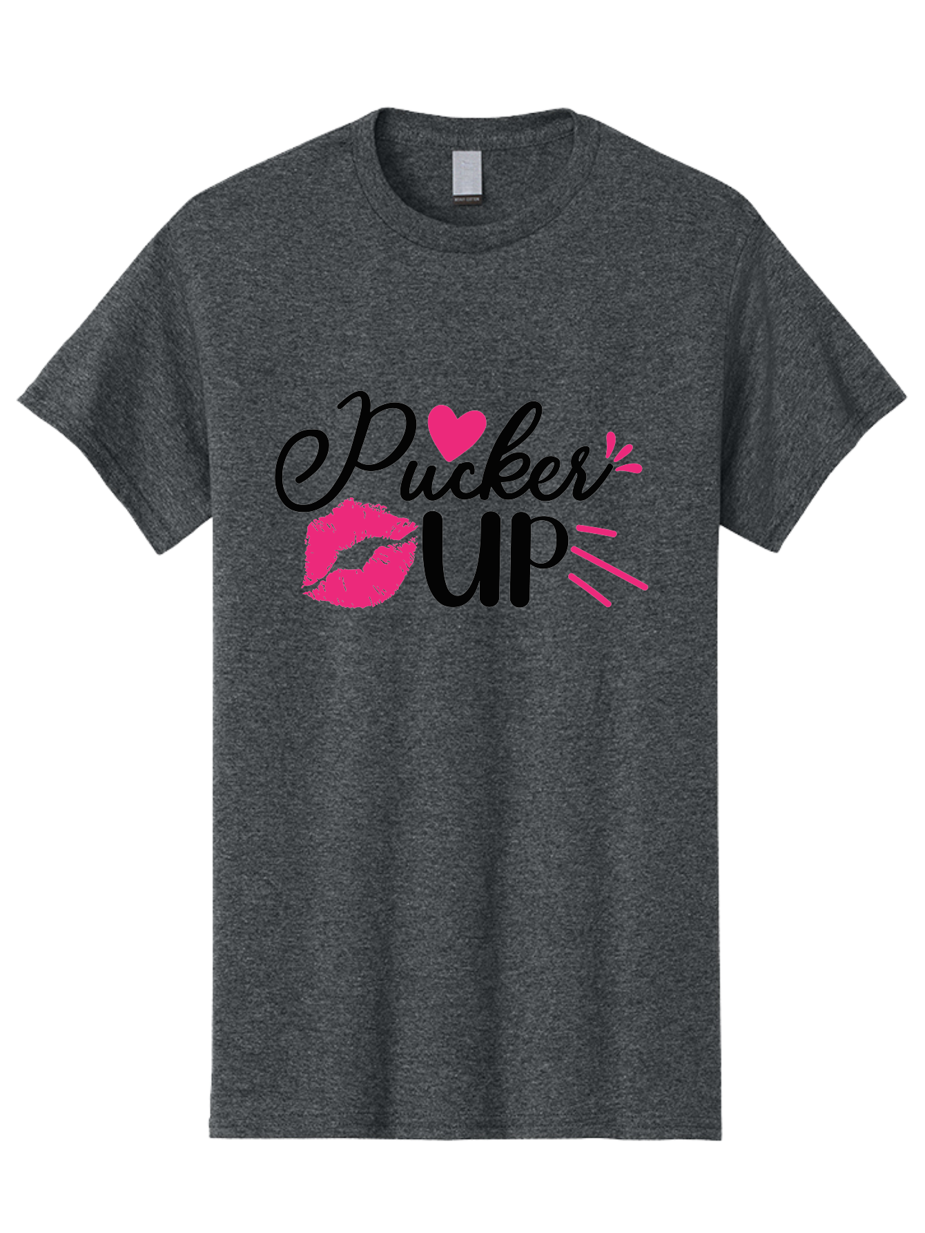 Pucker Up Men'S Graphic Tee, 100% Cotton, Comfortable Casual Summer Wear, Machine Washable, Pucker Up, Kiss Lips, Lipstick Kiss, Heart Shape, Love Symbol, Romantic Gesture, Playful Phrase, Bold Typography Aae596