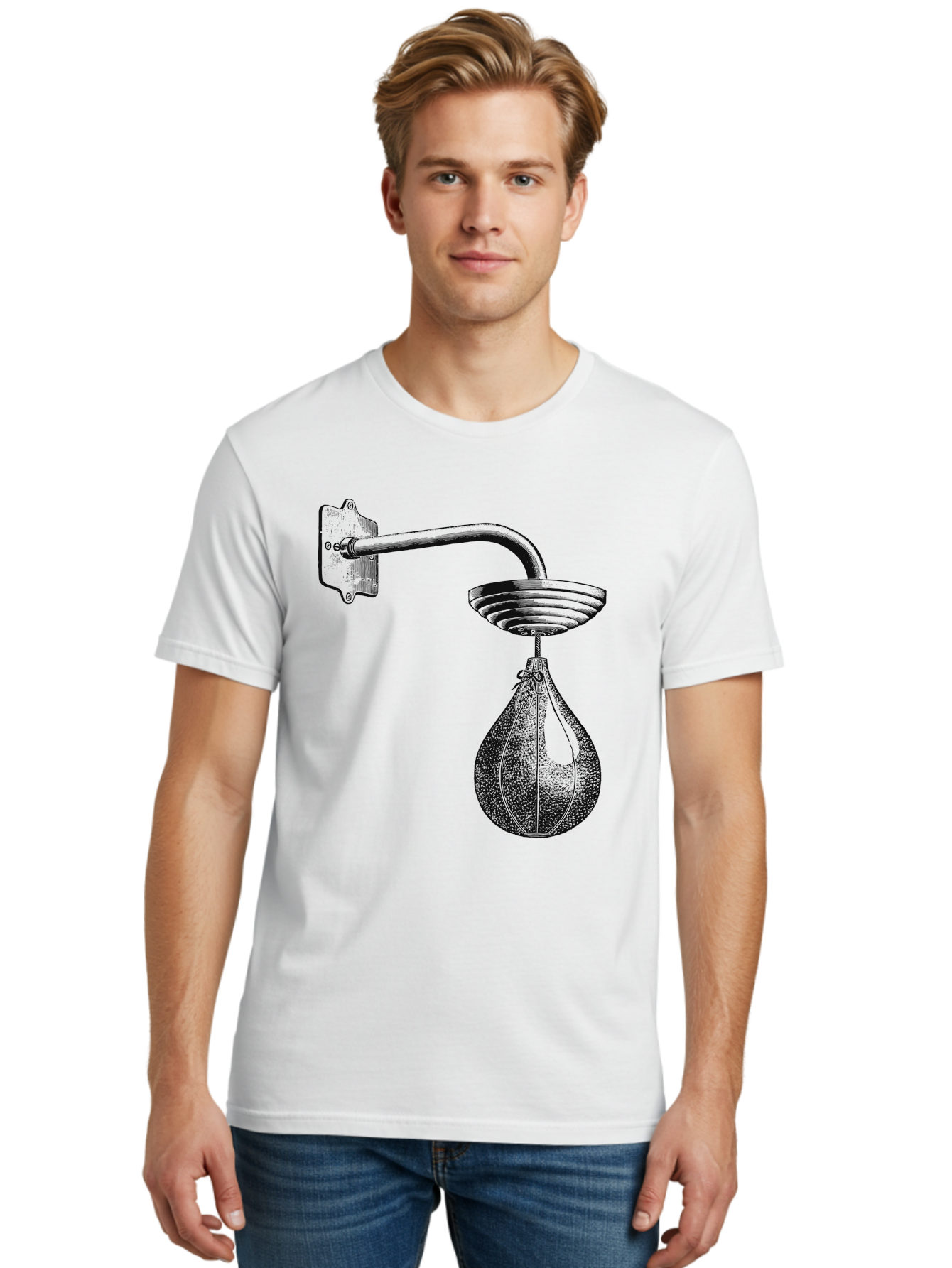 Punch Drills Men'S Graphic Tee, 100% Cotton, Comfortable Casual Summer Wear, Machine Washable, Punching Bag, Boxing Equipment, Punch Bag, Fitness Gear, Boxing Training, Workout Equipment, Punching Bag Illustration, Boxing Punching Bag Aae598