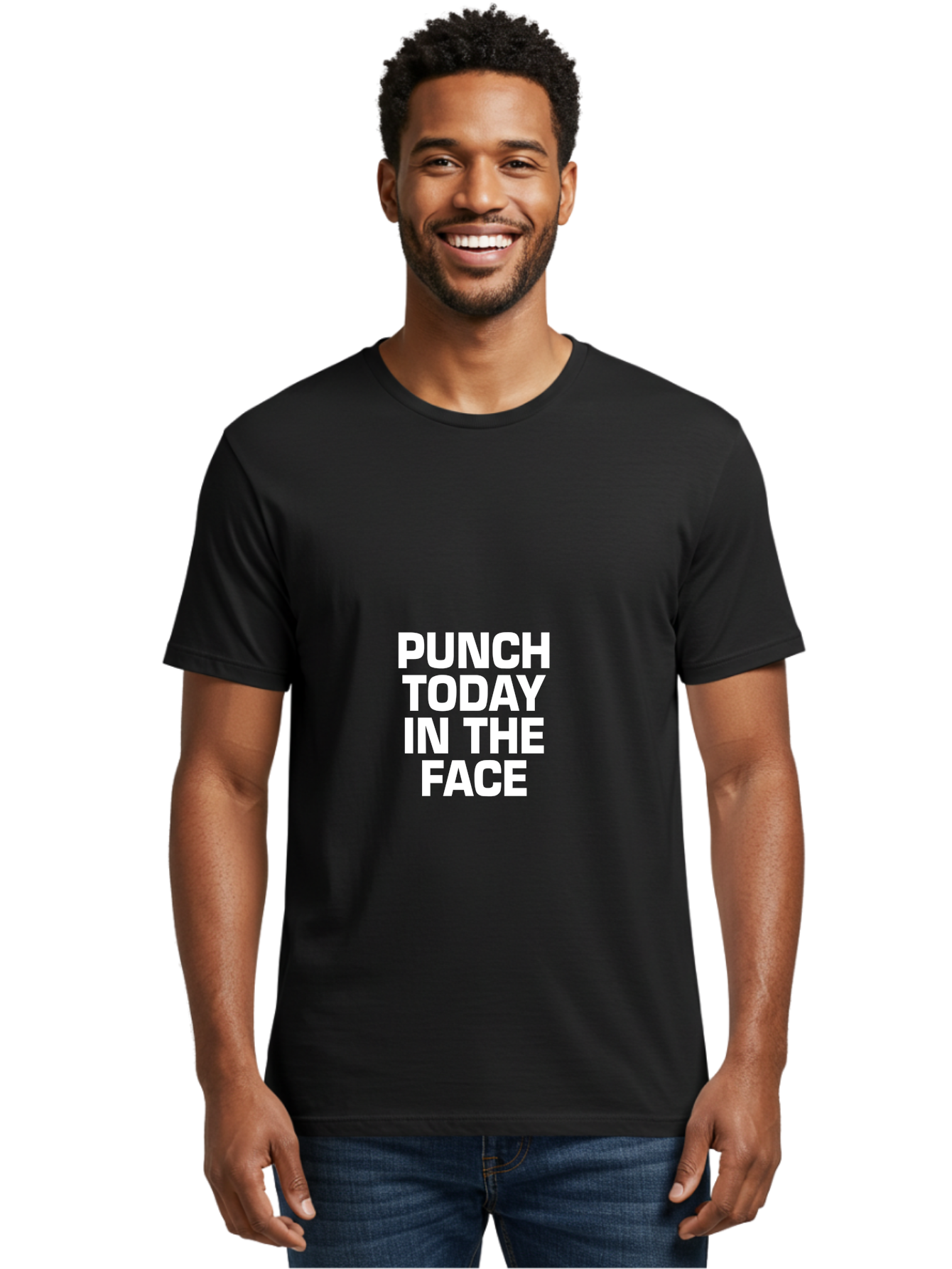 Punch Today In The Face Men'S Graphic Tee, 100% Cotton, Comfortable Casual Summer Wear, Machine Washable, Motivational Quote, Punch Today In The Face, Bold Typography, White Text, Inspirational Phrase, Modern Design, Strong Statement, Aae600