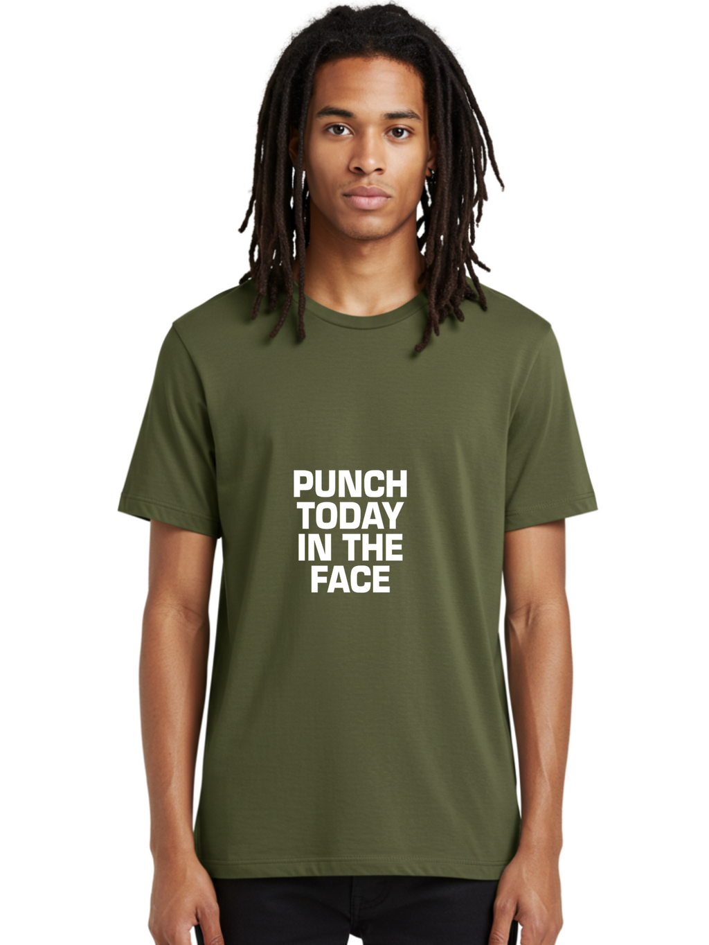 Punch Today In The Face Men'S Graphic Tee, 100% Cotton, Comfortable Casual Summer Wear, Machine Washable, Motivational Quote, Punch Today In The Face, Bold Typography, White Text, Inspirational Phrase, Modern Design, Strong Statement, Aae600
