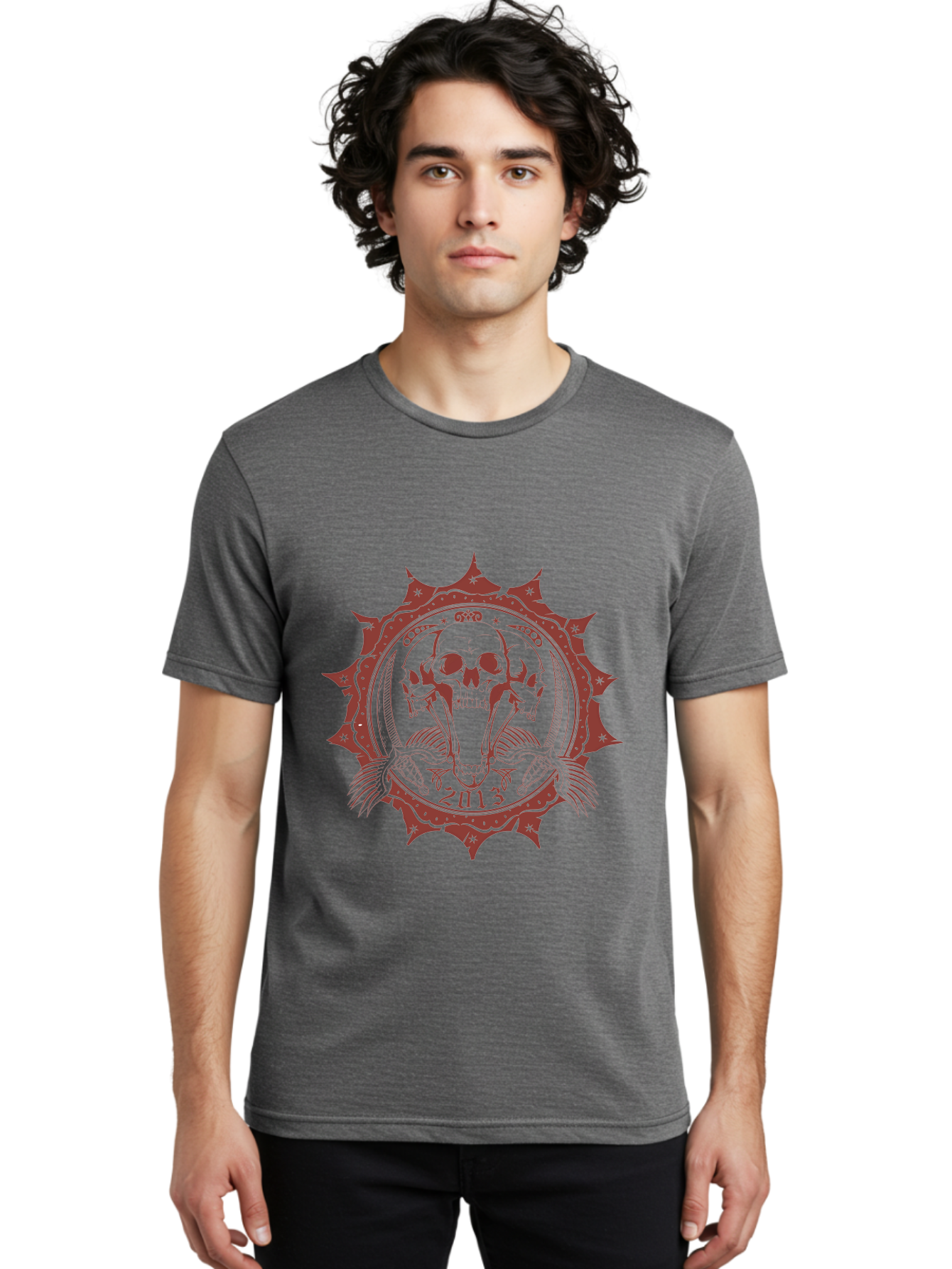 Ragecore Reaper 2013 Men'S Graphic Tee, 100% Cotton, Comfortable Casual Summer Wear, Machine Washable, Snake Coiled Around Skull, Gothic Illustration, Mysterious Symbol, Intricate Design, Snake Wrapped Around Skull, Unique Artwork, Aae603