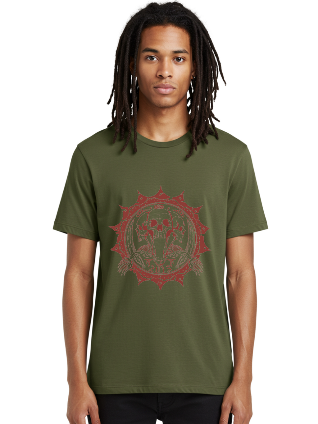 Ragecore Reaper 2013 Men'S Graphic Tee, 100% Cotton, Comfortable Casual Summer Wear, Machine Washable, Snake Coiled Around Skull, Gothic Illustration, Mysterious Symbol, Intricate Design, Snake Wrapped Around Skull, Unique Artwork, Aae603