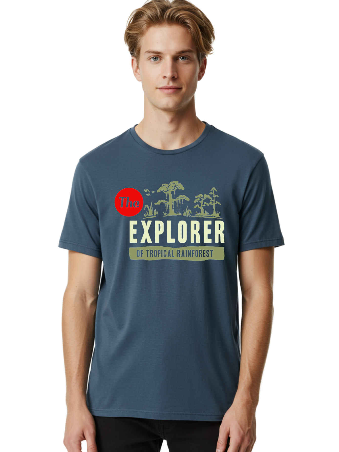 Rainforest Explorer Men'S Graphic Tee, 100% Cotton, Comfortable Casual Summer Wear, Machine Washable, Explorer, Tropical Rainforest, Expedition, Adventure Travel, Wilderness Exploration, Jungle Trek, Exotic Destinations, Eco-Tourism, Aae604