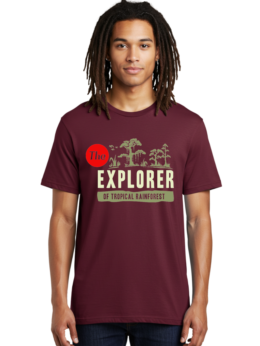 Rainforest Explorer Men'S Graphic Tee, 100% Cotton, Comfortable Casual Summer Wear, Machine Washable, Explorer, Tropical Rainforest, Expedition, Adventure Travel, Wilderness Exploration, Jungle Trek, Exotic Destinations, Eco-Tourism, Aae604