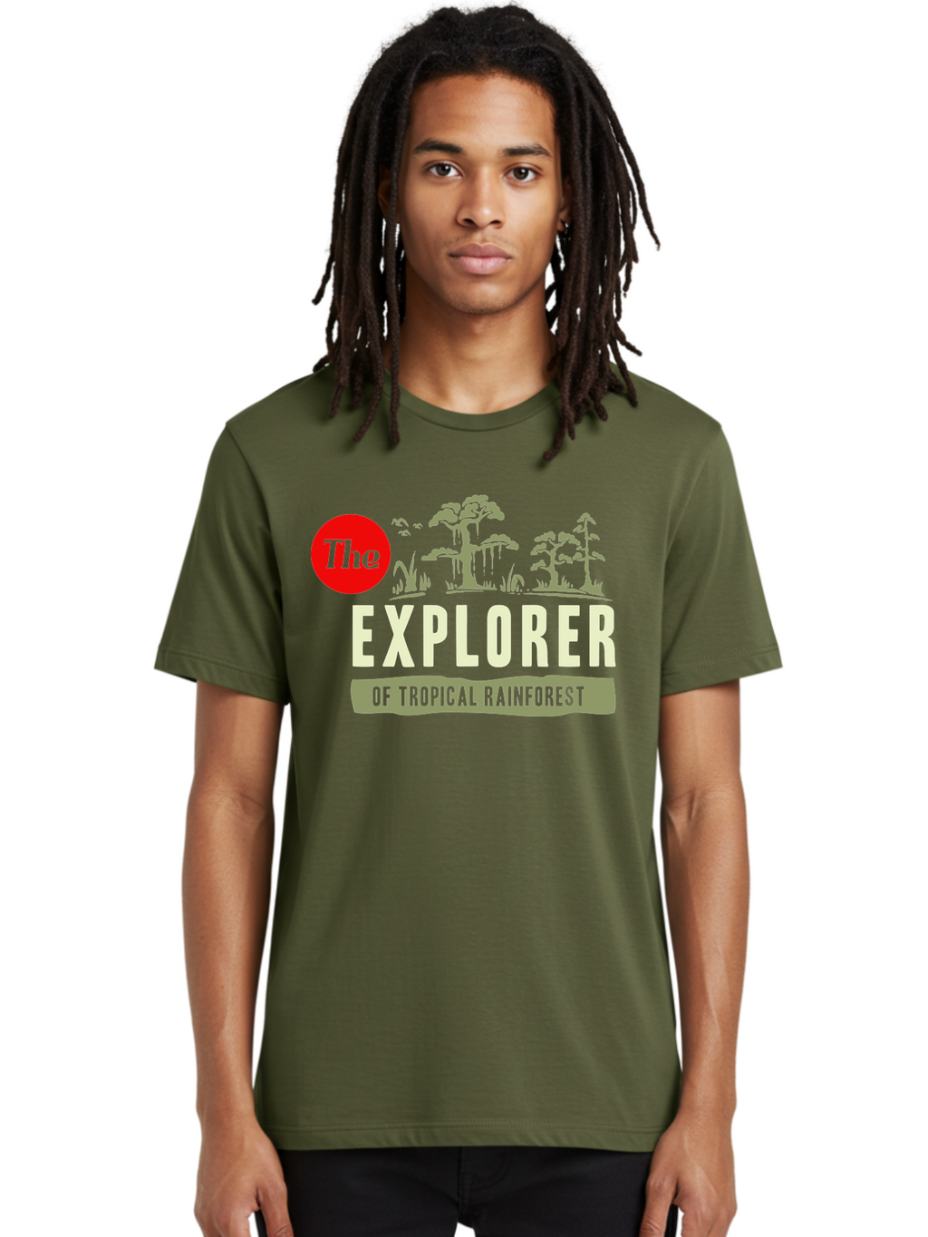 Rainforest Explorer Men'S Graphic Tee, 100% Cotton, Comfortable Casual Summer Wear, Machine Washable, Explorer, Tropical Rainforest, Expedition, Adventure Travel, Wilderness Exploration, Jungle Trek, Exotic Destinations, Eco-Tourism, Aae604