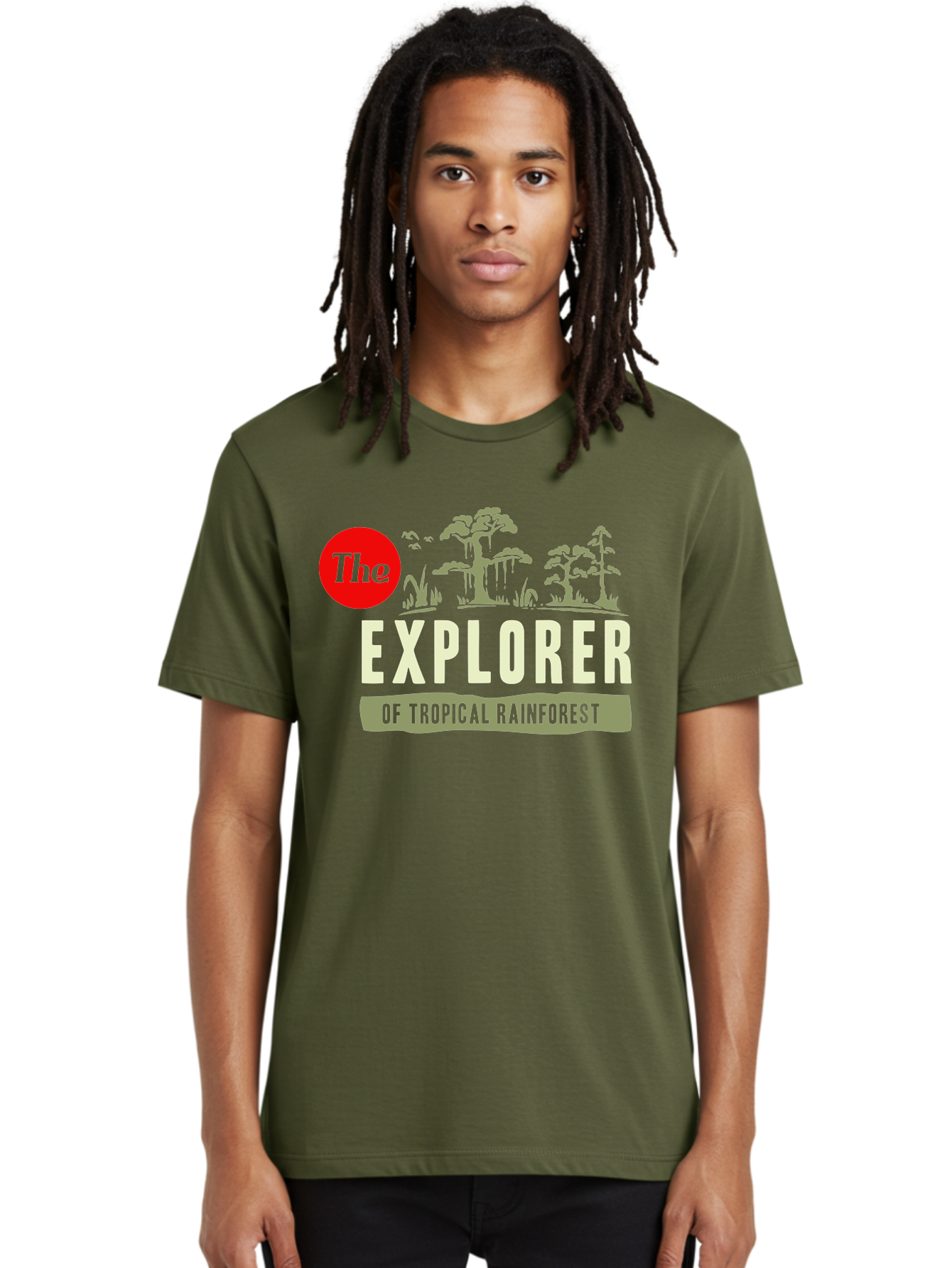 Rainforest Explorer Men'S Graphic Tee, 100% Cotton, Comfortable Casual Summer Wear, Machine Washable, Explorer, Tropical Rainforest, Expedition, Adventure Travel, Wilderness Exploration, Jungle Trek, Exotic Destinations, Eco-Tourism, Aae604