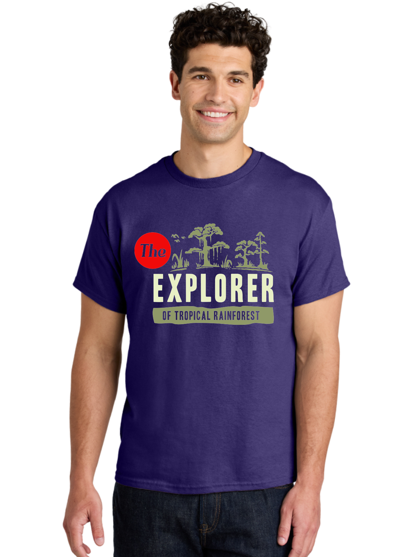 Rainforest Explorer Men'S Graphic Tee, 100% Cotton, Comfortable Casual Summer Wear, Machine Washable, Explorer, Tropical Rainforest, Expedition, Adventure Travel, Wilderness Exploration, Jungle Trek, Exotic Destinations, Eco-Tourism, Aae604