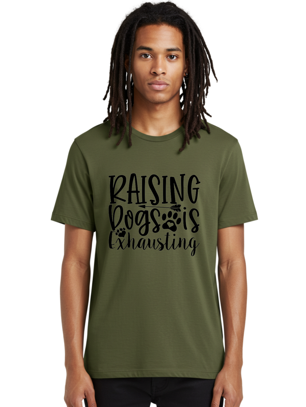Raising Dogs Is Exhausting Men'S Graphic Tee, 100% Cotton, Comfortable Casual Summer Wear, Machine Washable, Raising Dogs, Dog Owners, Dog Lovers, Pet Care, Dog Parenting, Dog Training, Funny Quotes, Dog Humor, Pet Parenting Aae606
