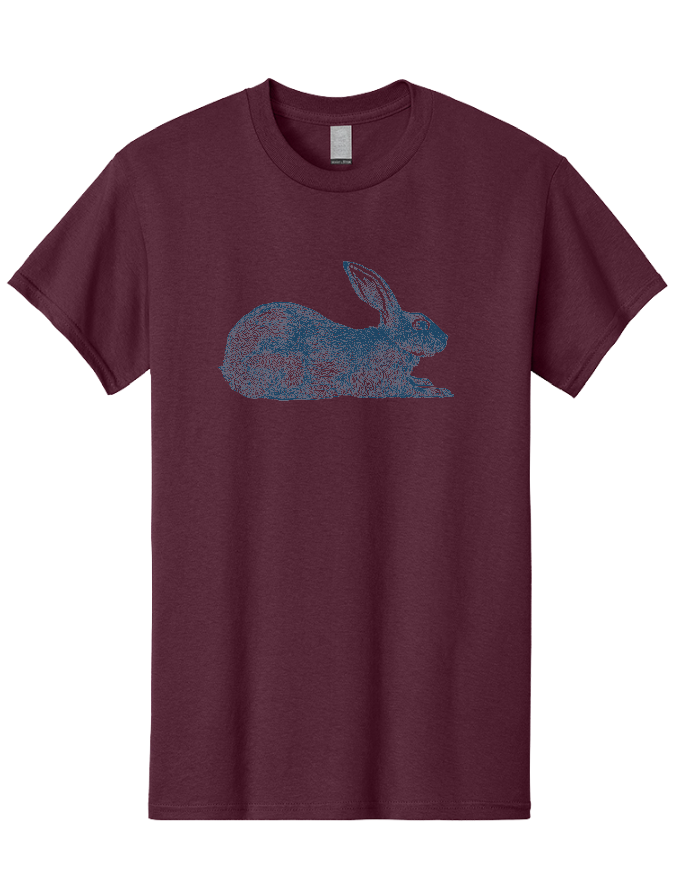 Resting Rabbit Men'S Graphic Tee, 100% Cotton, Comfortable Casual Summer Wear, Machine Washable, Rabbit Illustration, Detailed Drawing, Furry Texture, Long Ears, Relaxing Pose, Wildlife Art, Cute Animal, Sketch Style Aae610
