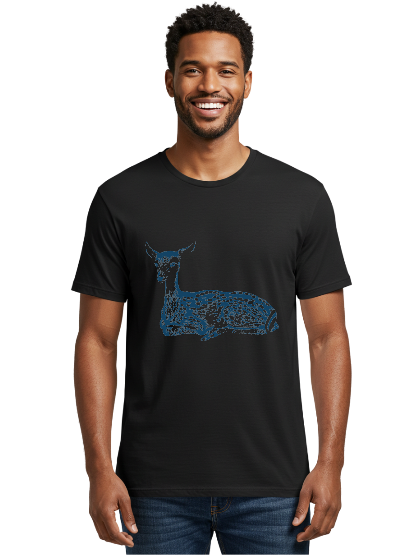 Resting Wild Bambi Men'S Graphic Tee, 100% Cotton, Comfortable Casual Summer Wear, Machine Washable, Deer Resting, Spotted Fur, Serene Wildlife, Natural Habitat, Gentle Creature, Forest Animal, Calm Demeanor, Artistic Illustration, Aae611