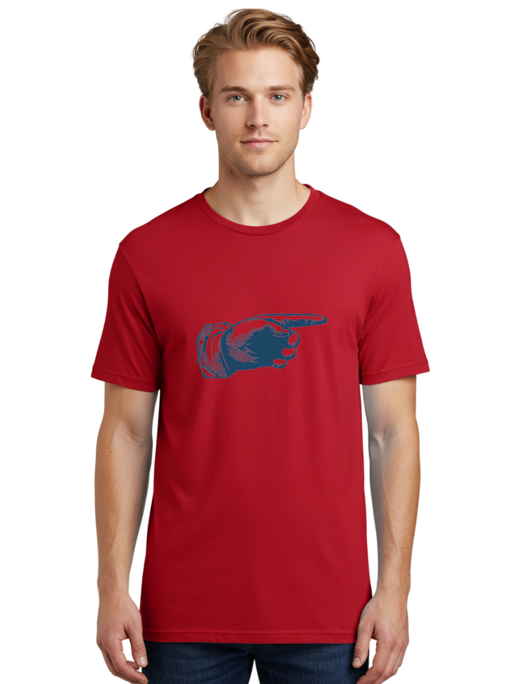Retro Pointing Hand Men'S Graphic Tee, 100% Cotton, Comfortable Casual Summer Wear, Machine Washable, Hand Pointing, Index Finger, Direction Indicator, Gesture, Hand Gesture, Pointing Gesture, Finger Pointing Aae613