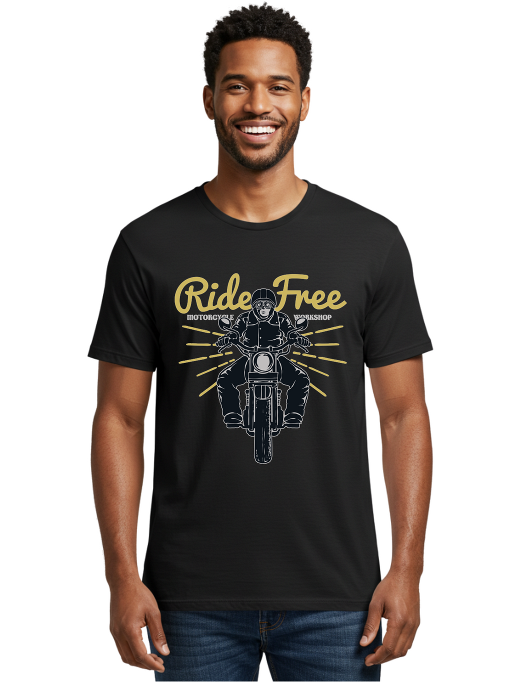 Ride Free Men'S Graphic Tee, 100% Cotton, Comfortable Casual Summer Wear, Machine Washable, Motorcycle Rider, Ride Free, Biker Culture, Motorbike Workshop, Freedom, Adventure, Motorcycling Lifestyle, Motorcycle Enthusiasts Aae616