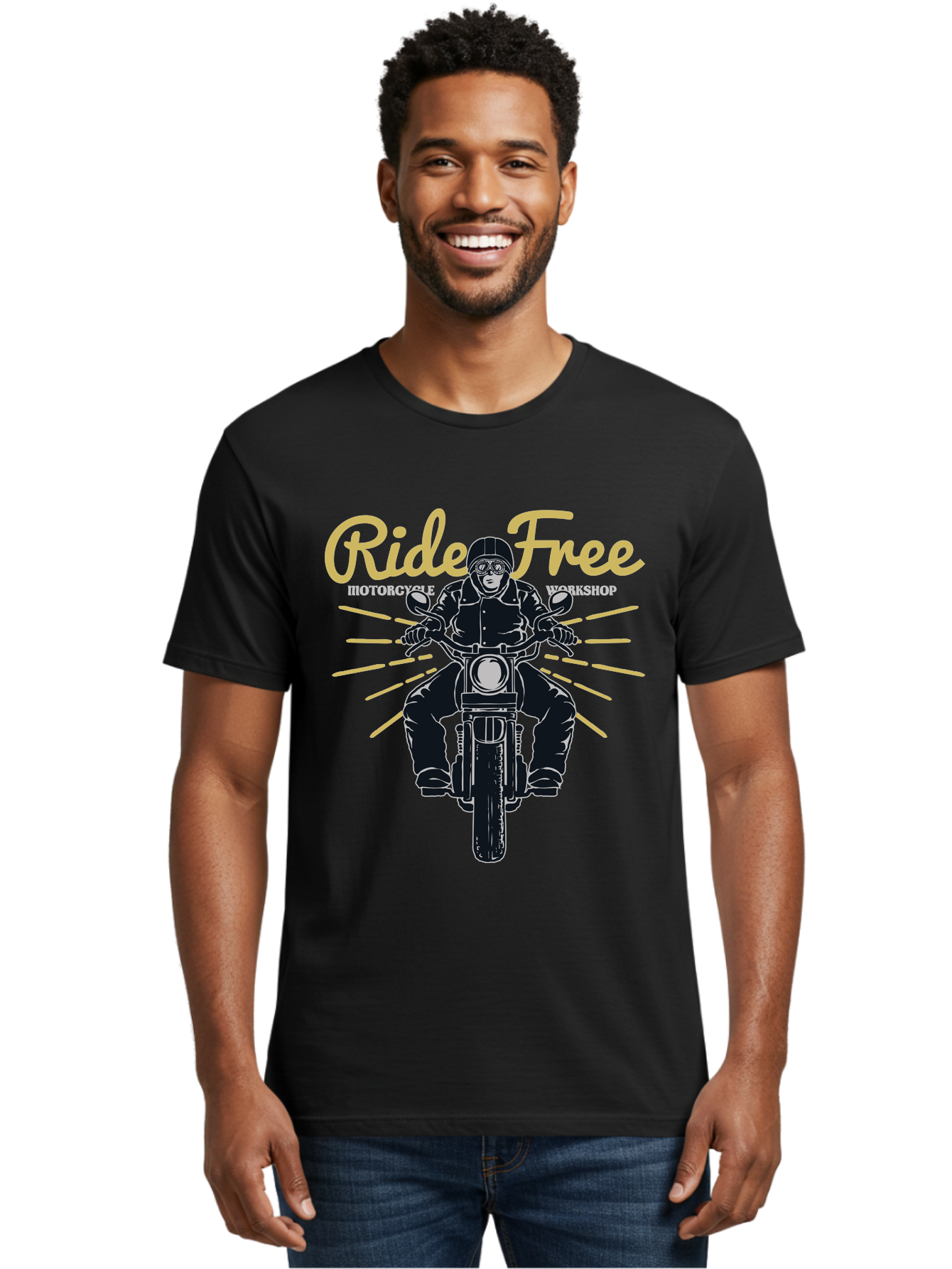 Ride Free Men'S Graphic Tee, 100% Cotton, Comfortable Casual Summer Wear, Machine Washable, Motorcycle Rider, Ride Free, Biker Culture, Motorbike Workshop, Freedom, Adventure, Motorcycling Lifestyle, Motorcycle Enthusiasts Aae616