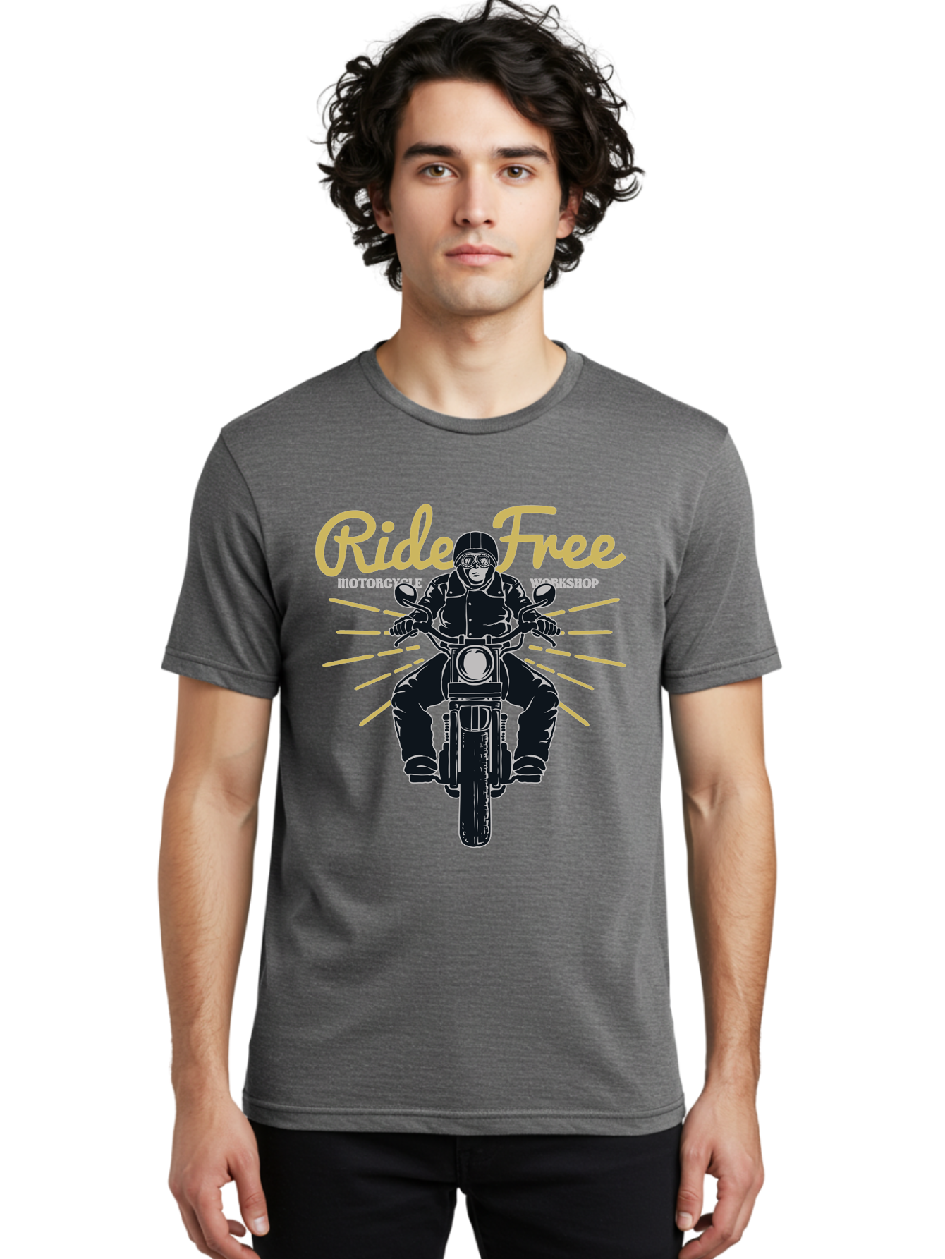 Ride Free Men'S Graphic Tee, 100% Cotton, Comfortable Casual Summer Wear, Machine Washable, Motorcycle Rider, Ride Free, Biker Culture, Motorbike Workshop, Freedom, Adventure, Motorcycling Lifestyle, Motorcycle Enthusiasts Aae616