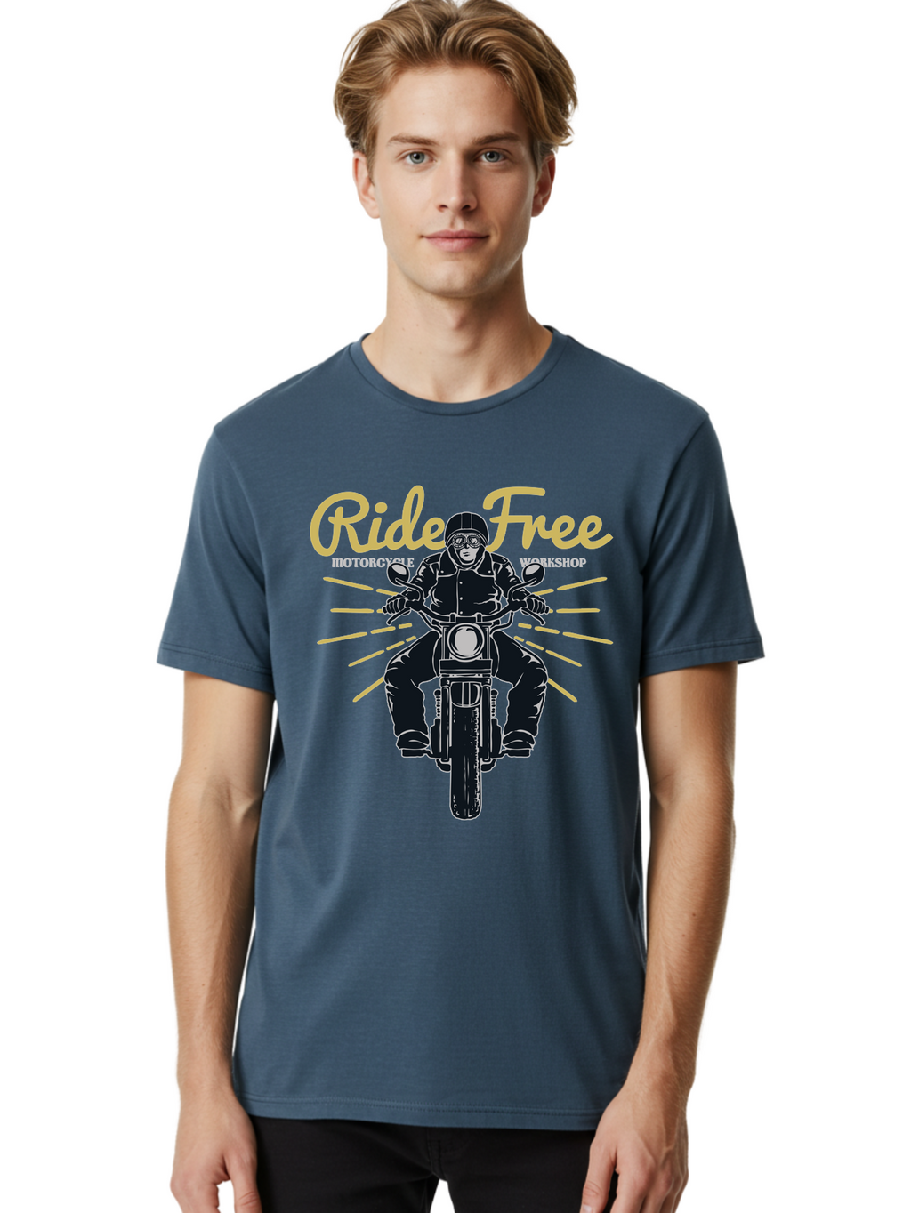 Ride Free Men'S Graphic Tee, 100% Cotton, Comfortable Casual Summer Wear, Machine Washable, Motorcycle Rider, Ride Free, Biker Culture, Motorbike Workshop, Freedom, Adventure, Motorcycling Lifestyle, Motorcycle Enthusiasts Aae616