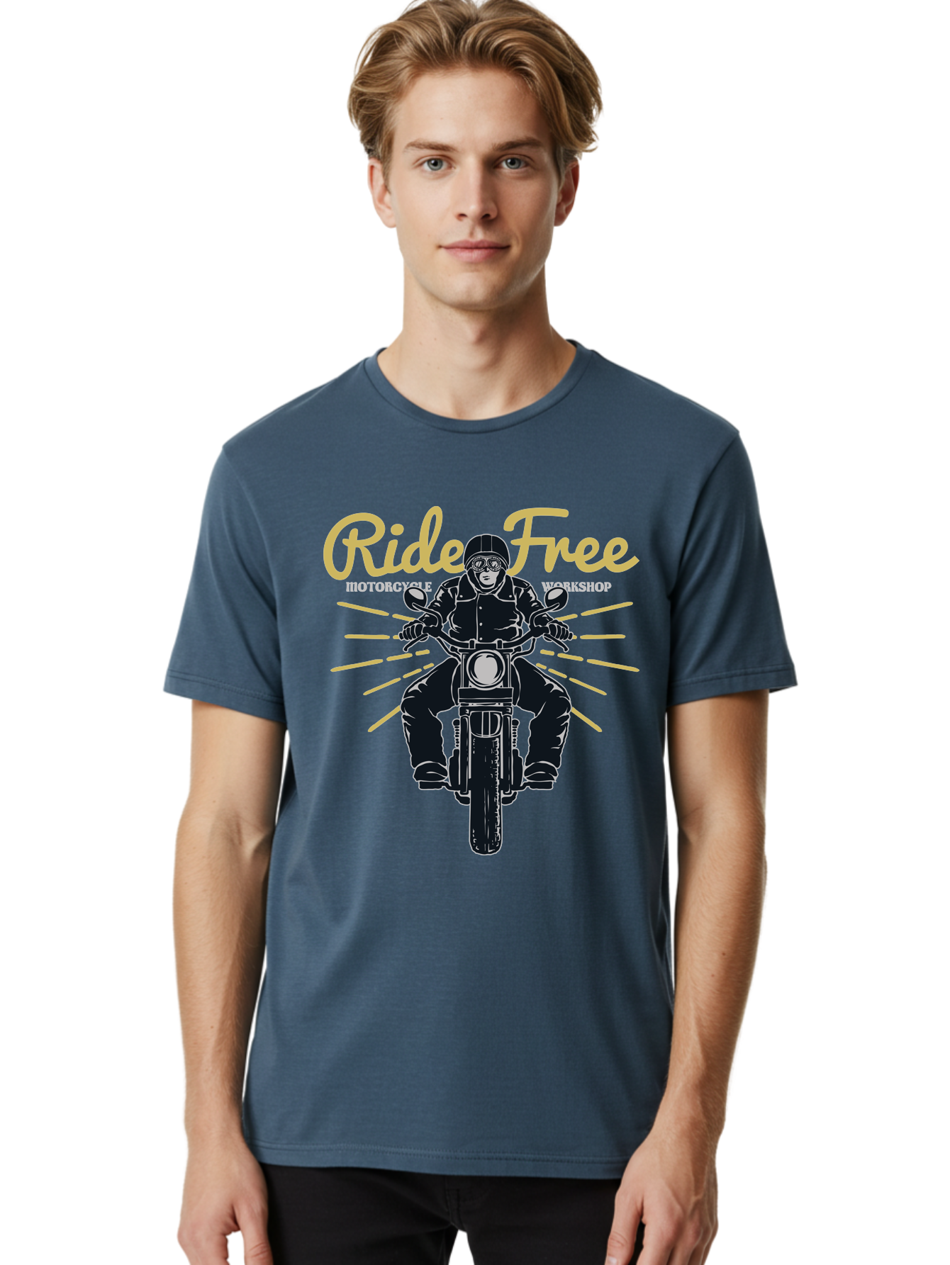 Ride Free Men'S Graphic Tee, 100% Cotton, Comfortable Casual Summer Wear, Machine Washable, Motorcycle Rider, Ride Free, Biker Culture, Motorbike Workshop, Freedom, Adventure, Motorcycling Lifestyle, Motorcycle Enthusiasts Aae616