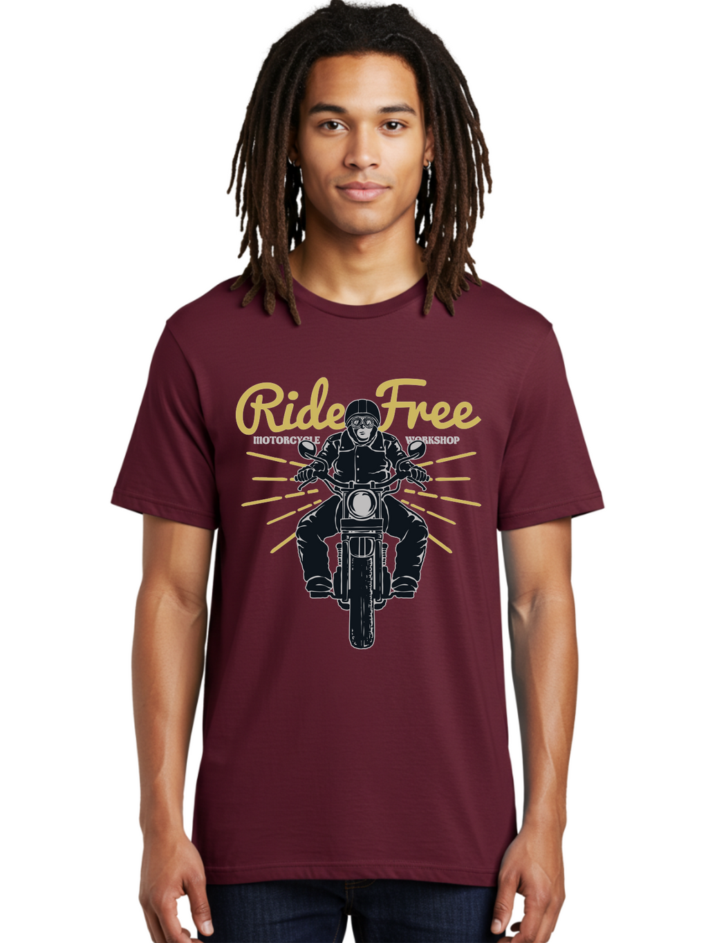 Ride Free Men'S Graphic Tee, 100% Cotton, Comfortable Casual Summer Wear, Machine Washable, Motorcycle Rider, Ride Free, Biker Culture, Motorbike Workshop, Freedom, Adventure, Motorcycling Lifestyle, Motorcycle Enthusiasts Aae616