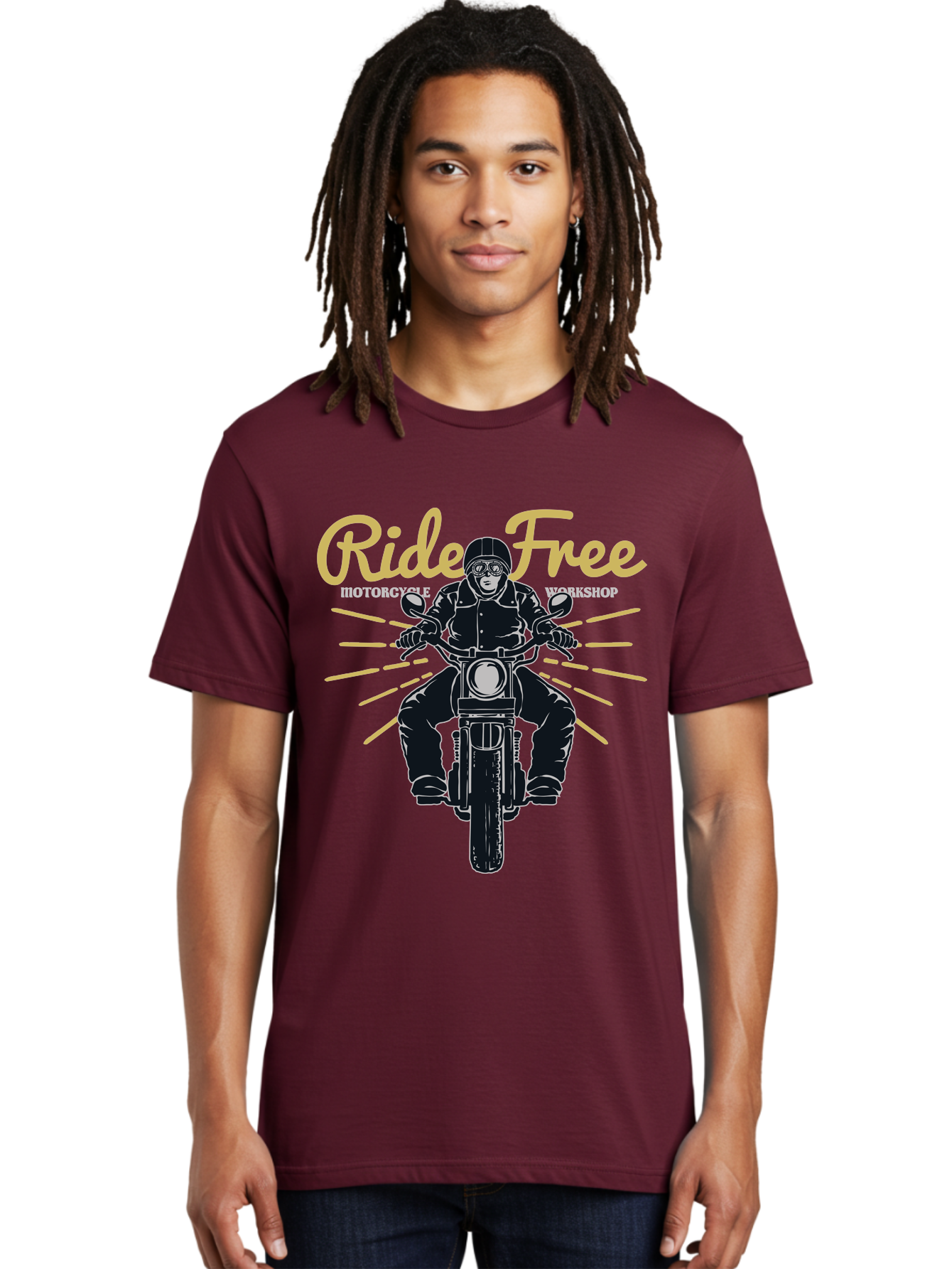 Ride Free Men'S Graphic Tee, 100% Cotton, Comfortable Casual Summer Wear, Machine Washable, Motorcycle Rider, Ride Free, Biker Culture, Motorbike Workshop, Freedom, Adventure, Motorcycling Lifestyle, Motorcycle Enthusiasts Aae616
