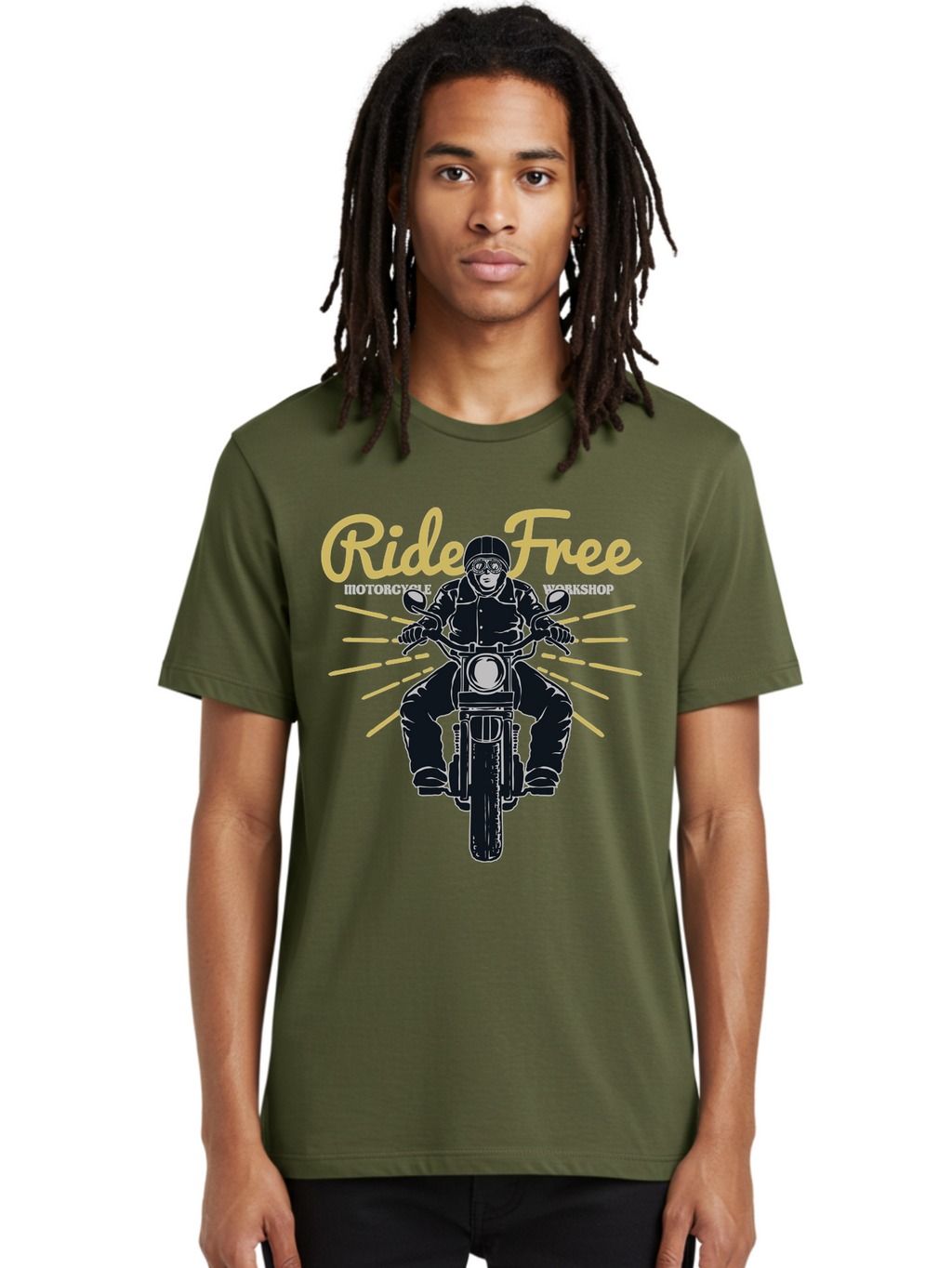 Ride Free Men'S Graphic Tee, 100% Cotton, Comfortable Casual Summer Wear, Machine Washable, Motorcycle Rider, Ride Free, Biker Culture, Motorbike Workshop, Freedom, Adventure, Motorcycling Lifestyle, Motorcycle Enthusiasts Aae616