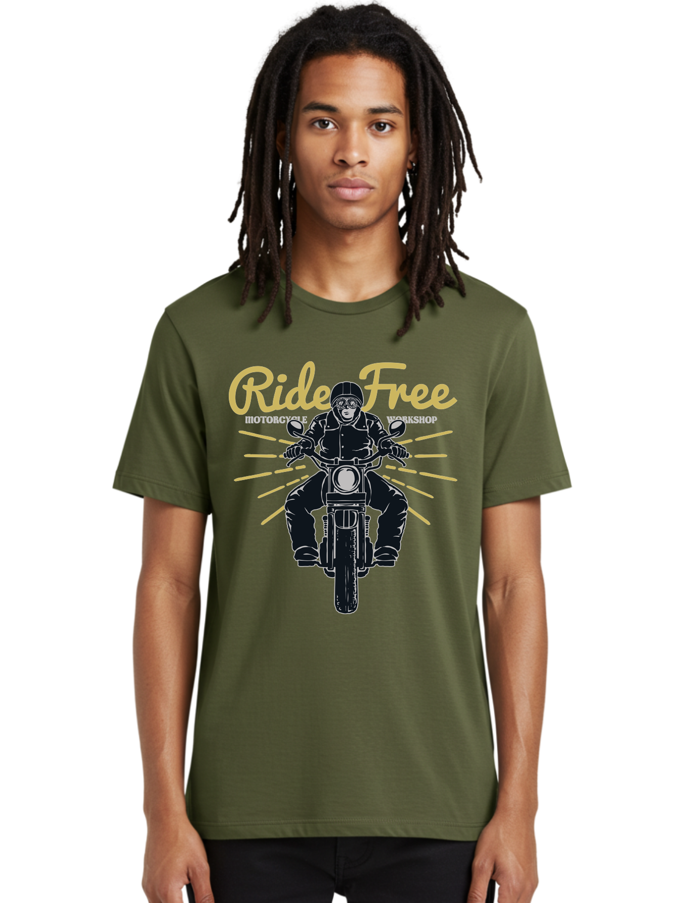 Ride Free Men'S Graphic Tee, 100% Cotton, Comfortable Casual Summer Wear, Machine Washable, Motorcycle Rider, Ride Free, Biker Culture, Motorbike Workshop, Freedom, Adventure, Motorcycling Lifestyle, Motorcycle Enthusiasts Aae616