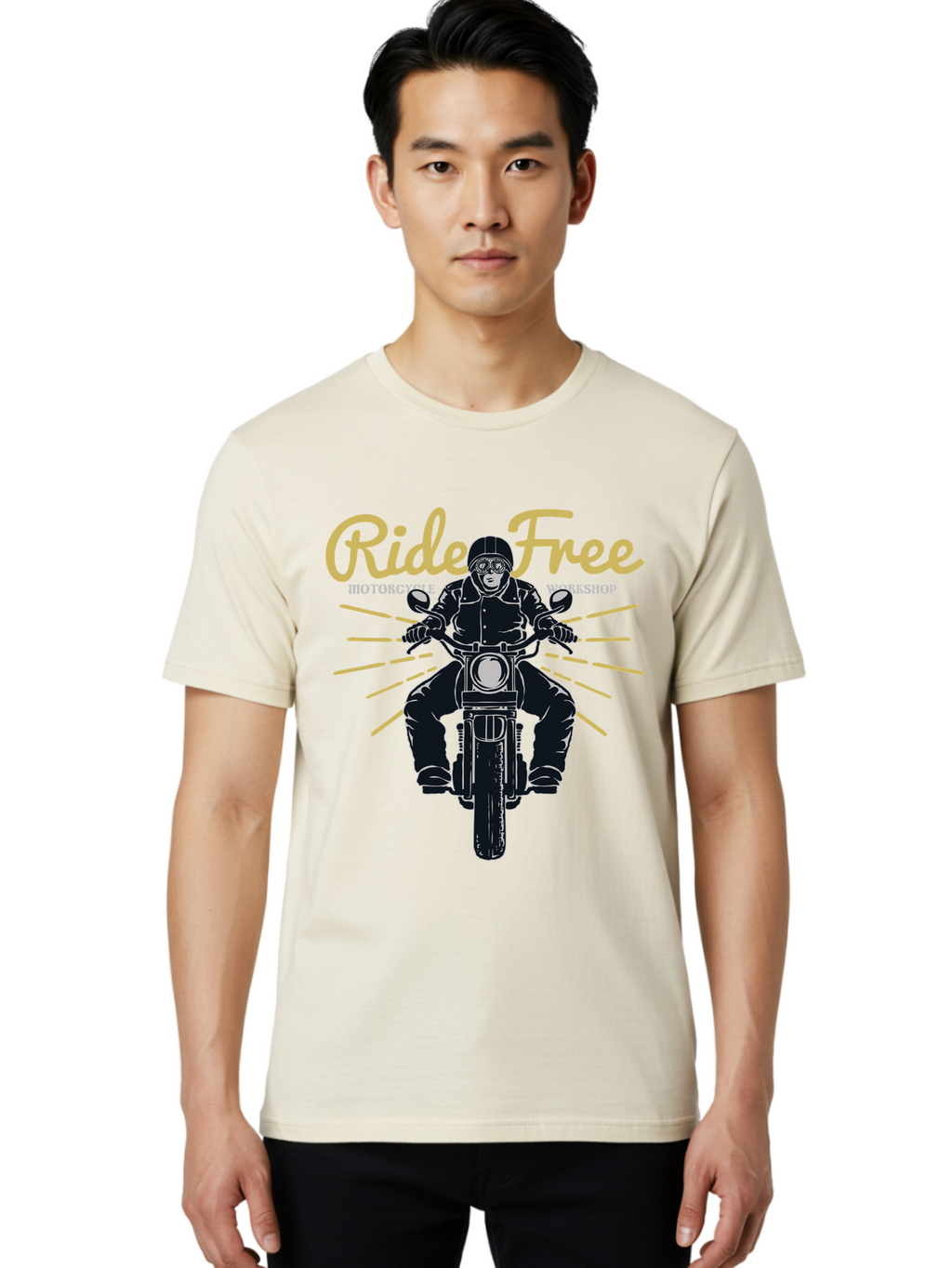 Ride Free Men'S Graphic Tee, 100% Cotton, Comfortable Casual Summer Wear, Machine Washable, Motorcycle Rider, Ride Free, Biker Culture, Motorbike Workshop, Freedom, Adventure, Motorcycling Lifestyle, Motorcycle Enthusiasts Aae616
