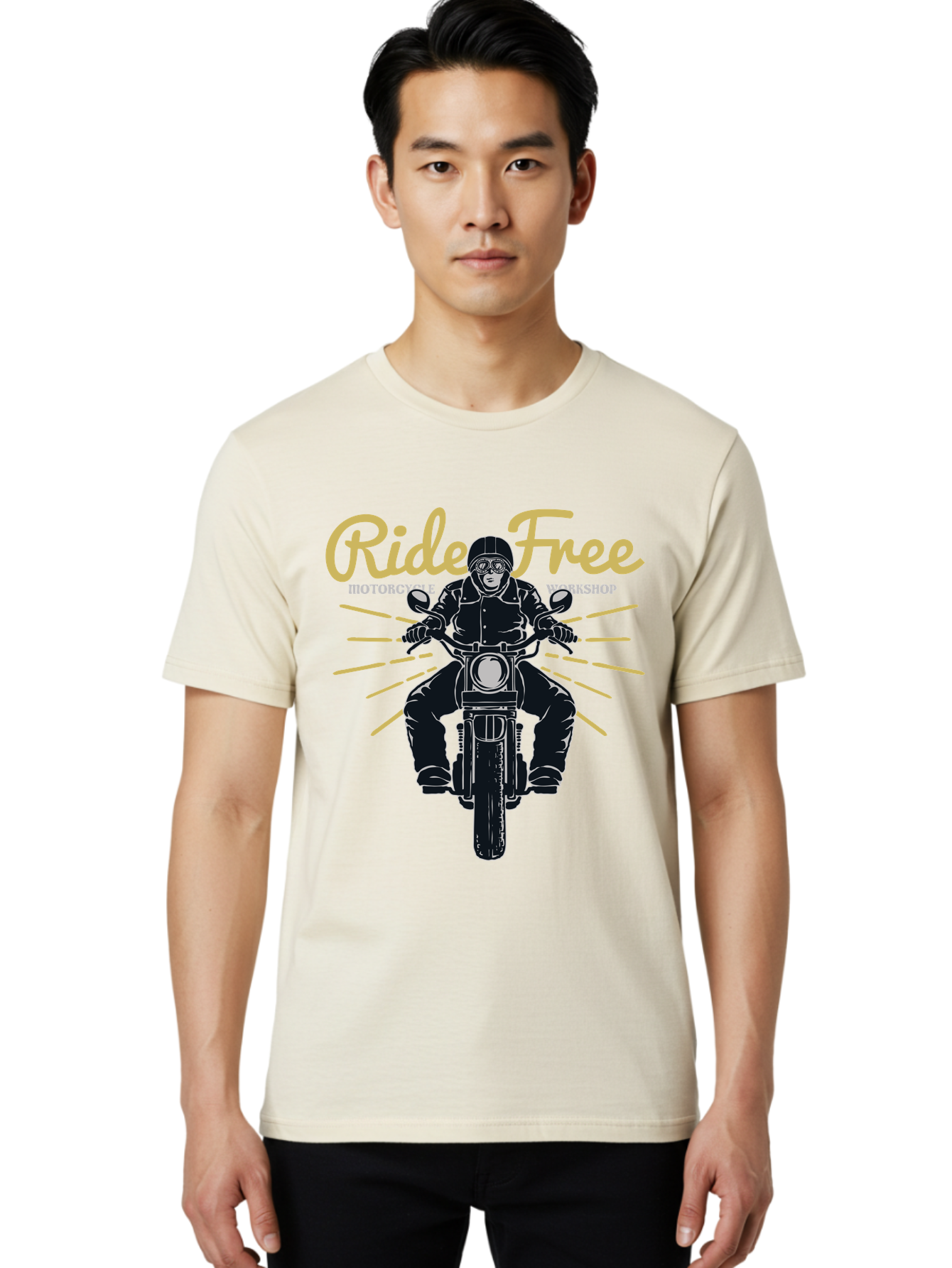 Ride Free Men'S Graphic Tee, 100% Cotton, Comfortable Casual Summer Wear, Machine Washable, Motorcycle Rider, Ride Free, Biker Culture, Motorbike Workshop, Freedom, Adventure, Motorcycling Lifestyle, Motorcycle Enthusiasts Aae616