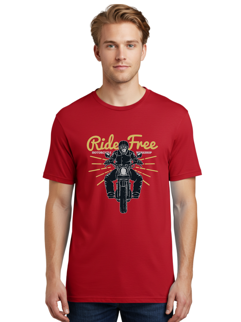 Ride Free Men'S Graphic Tee, 100% Cotton, Comfortable Casual Summer Wear, Machine Washable, Motorcycle Rider, Ride Free, Biker Culture, Motorbike Workshop, Freedom, Adventure, Motorcycling Lifestyle, Motorcycle Enthusiasts Aae616
