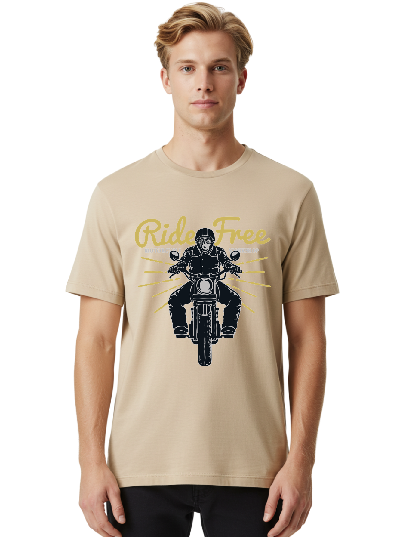 Ride Free Men'S Graphic Tee, 100% Cotton, Comfortable Casual Summer Wear, Machine Washable, Motorcycle Rider, Ride Free, Biker Culture, Motorbike Workshop, Freedom, Adventure, Motorcycling Lifestyle, Motorcycle Enthusiasts Aae616