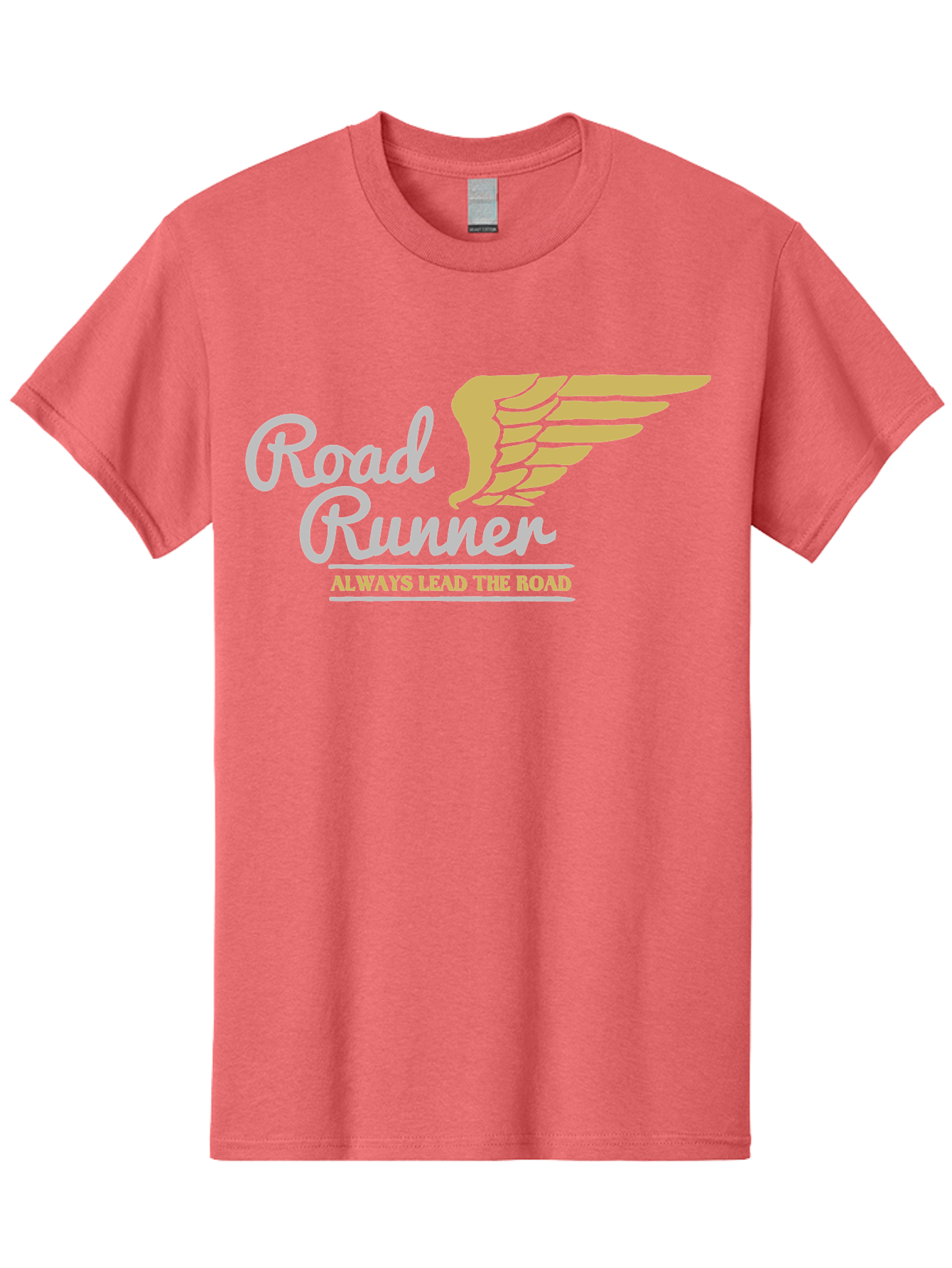 Road Runner Men'S Graphic Tee, 100% Cotton, Comfortable Casual Summer Wear, Machine Washable, Runner Logo, Wing Design, Road Runner, Always Lead The Road, Fitness Motivation, Running Inspiration, Speed, Wings, Road Runner Theme Aae617