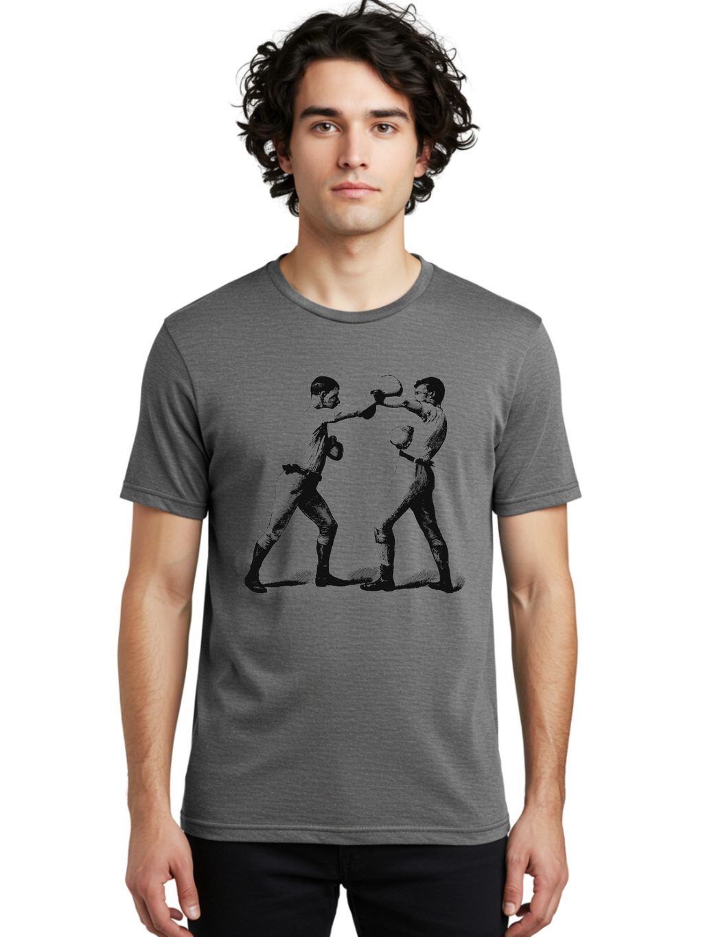 Ropekings Men'S Graphic Tee, 100% Cotton, Comfortable Casual Summer Wear, Machine Washable, Two Boxers Fighting, Boxing Match, Martial Arts, Combat Sports, Physical Fitness, Intense Action, Gloves, Punch, Fight, Athletic Competition, Aae618