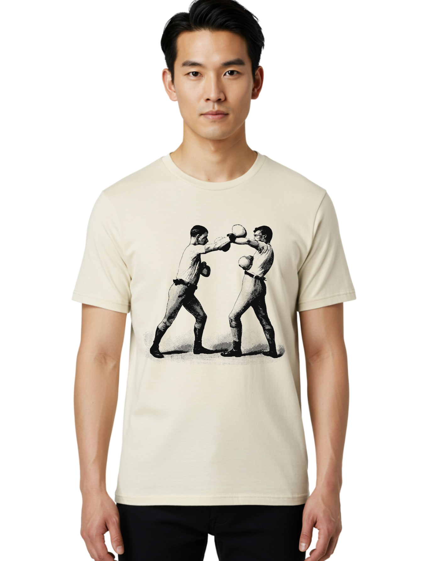 Ropekings Men'S Graphic Tee, 100% Cotton, Comfortable Casual Summer Wear, Machine Washable, Two Boxers Fighting, Boxing Match, Martial Arts, Combat Sports, Physical Fitness, Intense Action, Gloves, Punch, Fight, Athletic Competition, Aae618