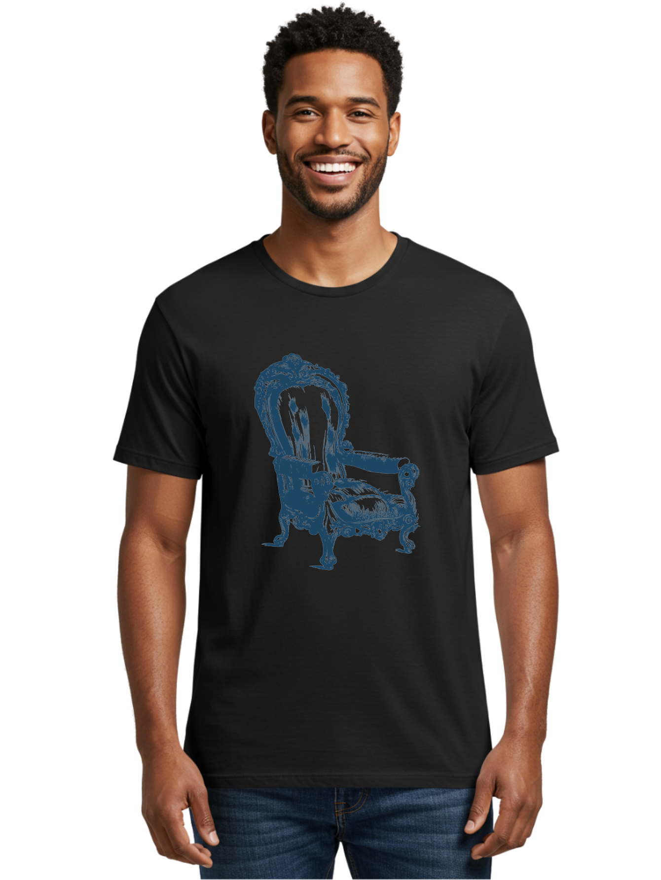 Royal Scroll Armchair Men'S Graphic Tee, 100% Cotton, Comfortable Casual Summer Wear, Machine Washable, Luxury Chair, Ornate Design, Vintage Furniture, Armchair, Carved Details, Royal Seating, Ornamental Decor, Intricate Carvings, Aae622