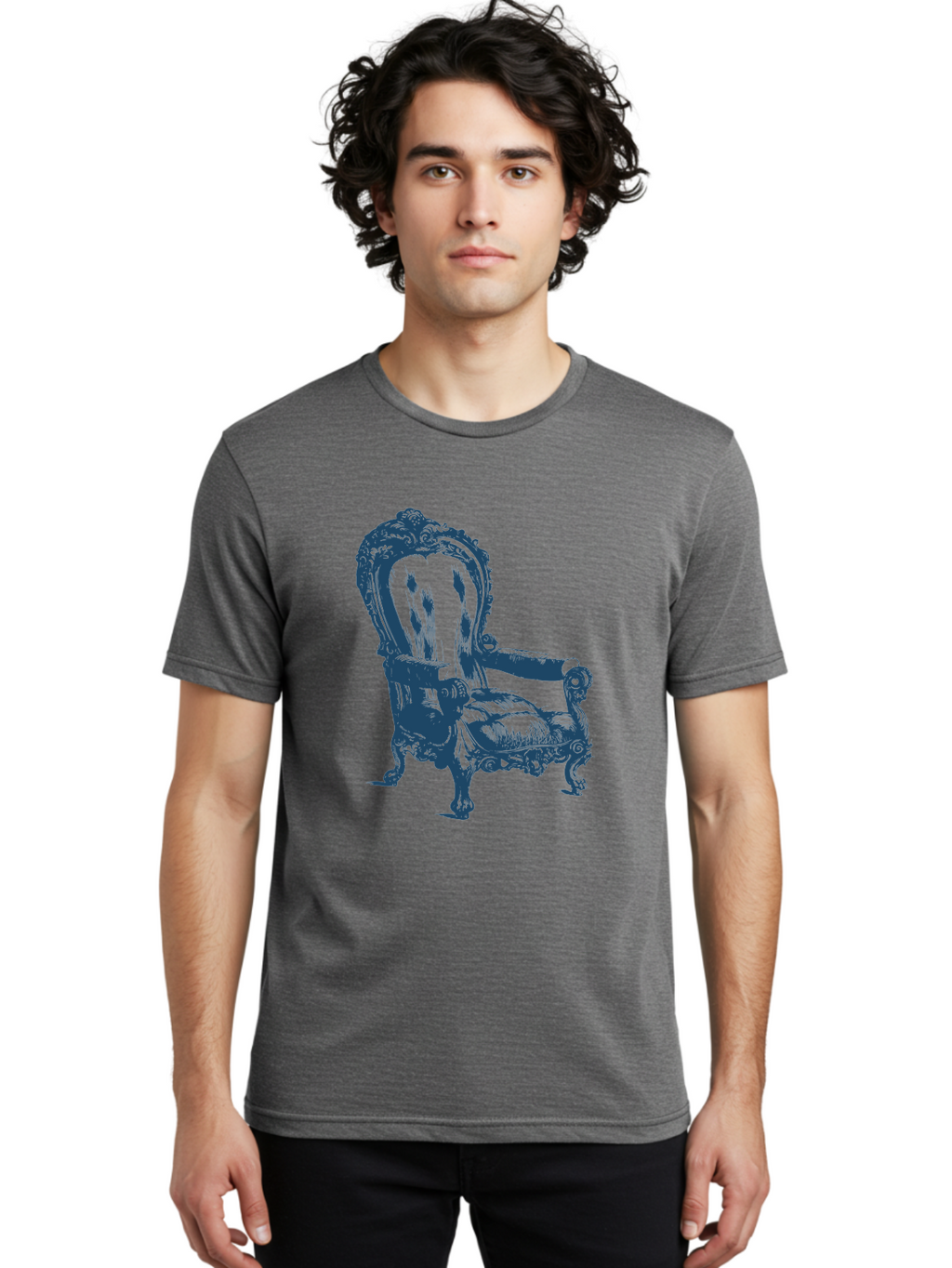 Royal Scroll Armchair Men'S Graphic Tee, 100% Cotton, Comfortable Casual Summer Wear, Machine Washable, Luxury Chair, Ornate Design, Vintage Furniture, Armchair, Carved Details, Royal Seating, Ornamental Decor, Intricate Carvings, Aae622
