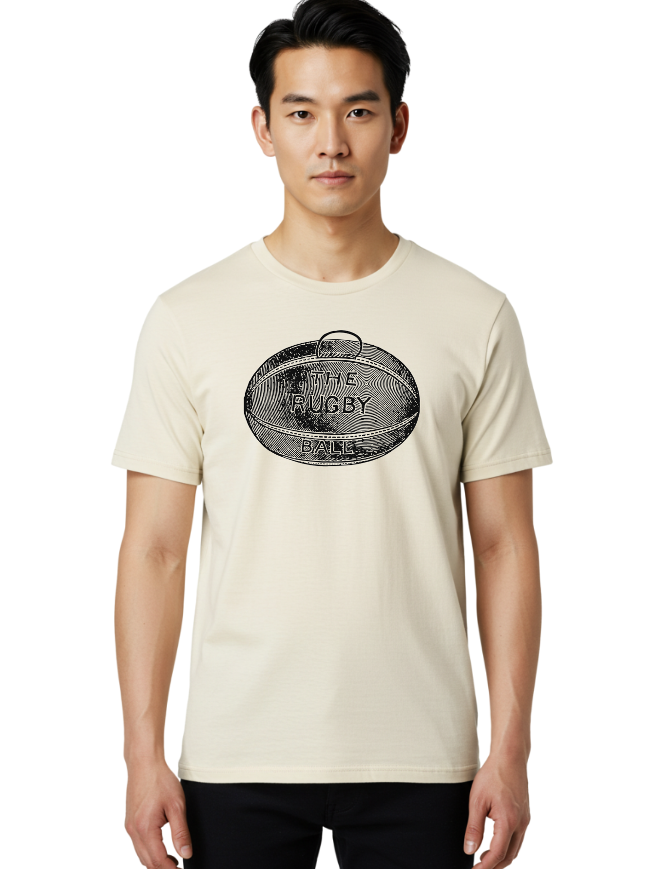 The Rugby Ball Men'S Graphic Tee, 100% Cotton, Comfortable Casual Summer Wear, Machine Washable, Rugby Ball, Sport Equipment, Oval Shape, Vintage Illustration, Sports Graphics, Rugby Team, Contact Sports, Sports Ball, Sports Illustration Aae623