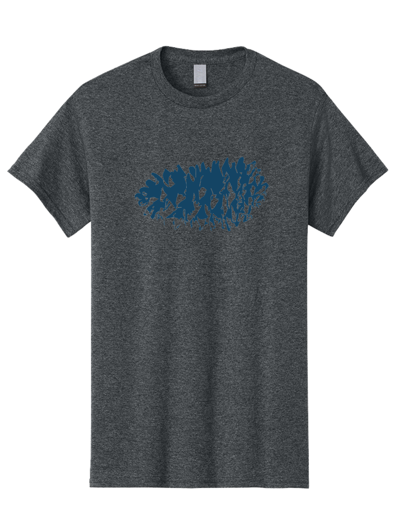 Rustic Pine Cluster Men'S Graphic Tee, 100% Cotton, Comfortable Casual Summer Wear, Machine Washable, Silhouette Of Horses, Group Of Horses, Galloping Horses, Abstract Horses, Dark Blue Horses, Dynamic Movement, Chaotic Movement, Horse Shapes, Aae627